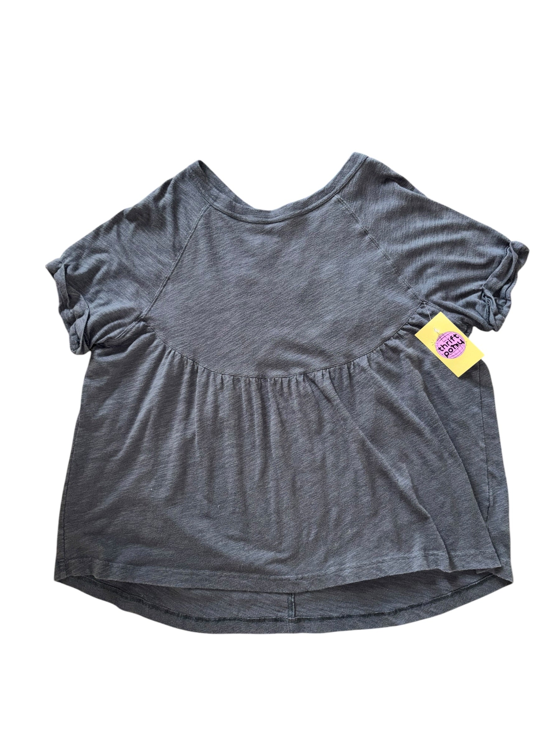 grey american eagle ss peplum tee, s
