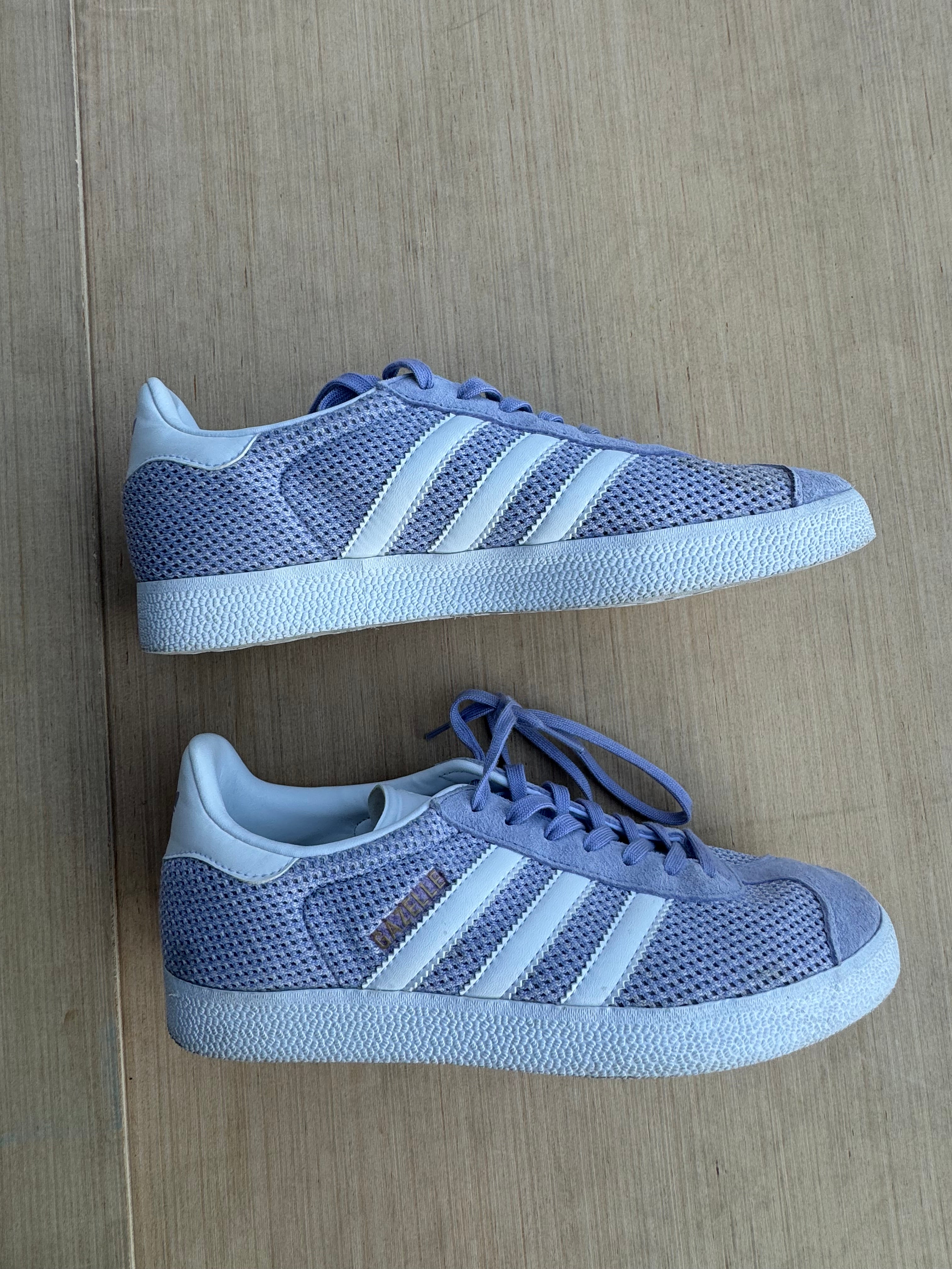 purple adidas gazelles, 9 women’s