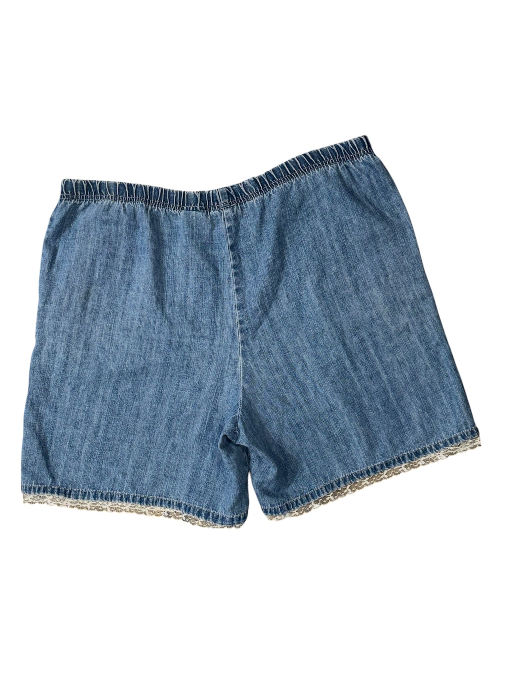 Blue White stag Chambray lace trim shorts XXL