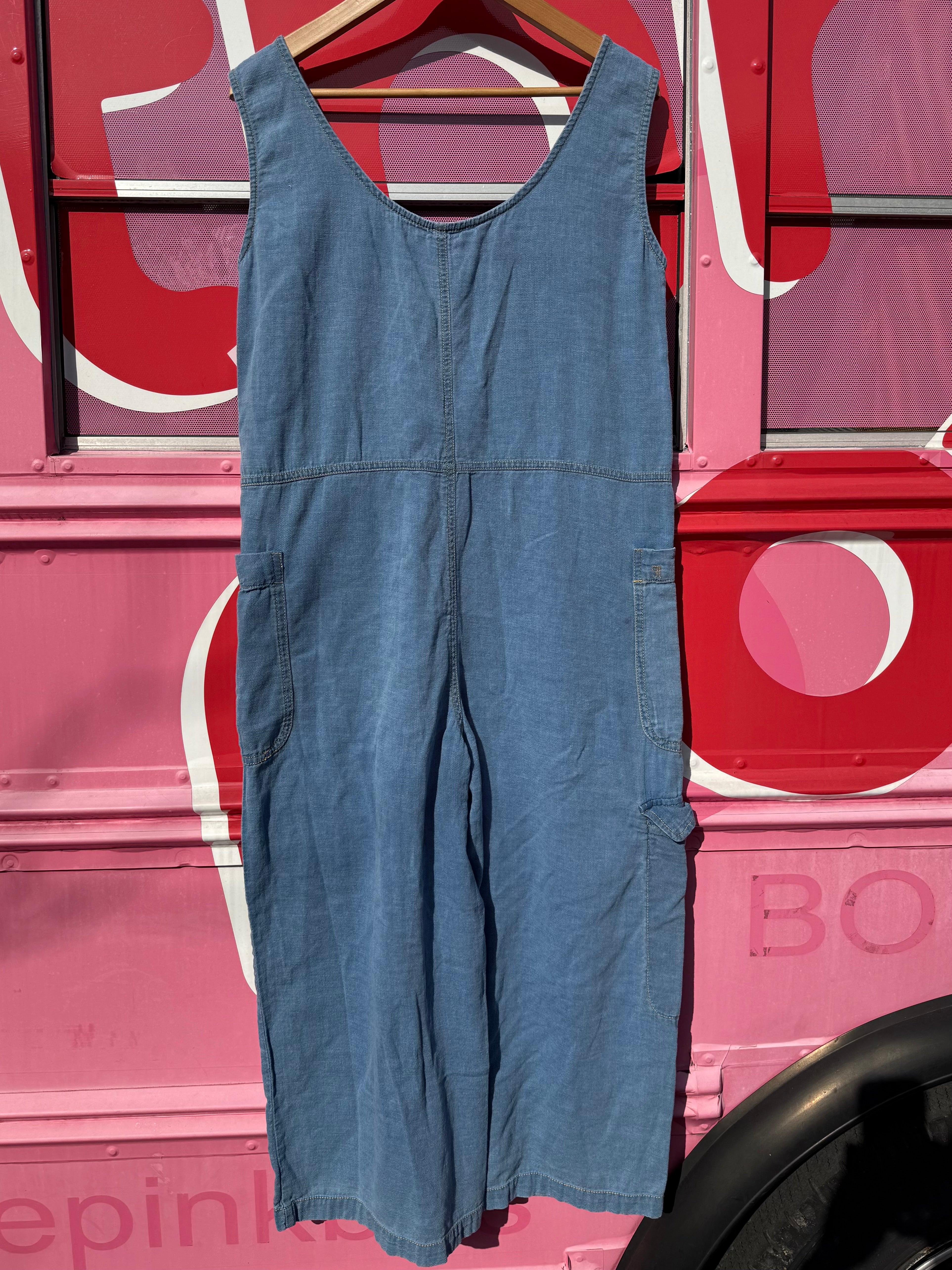 blue pilcro chambray jumpsuit, s
