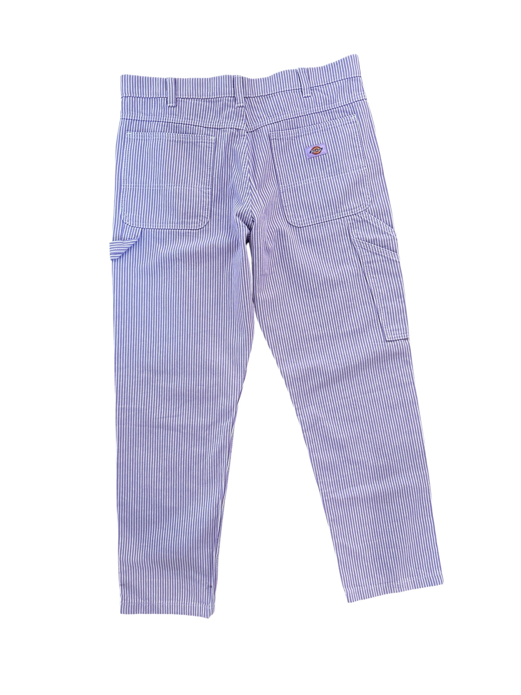 purple white Dickies striped cargo pants, 36