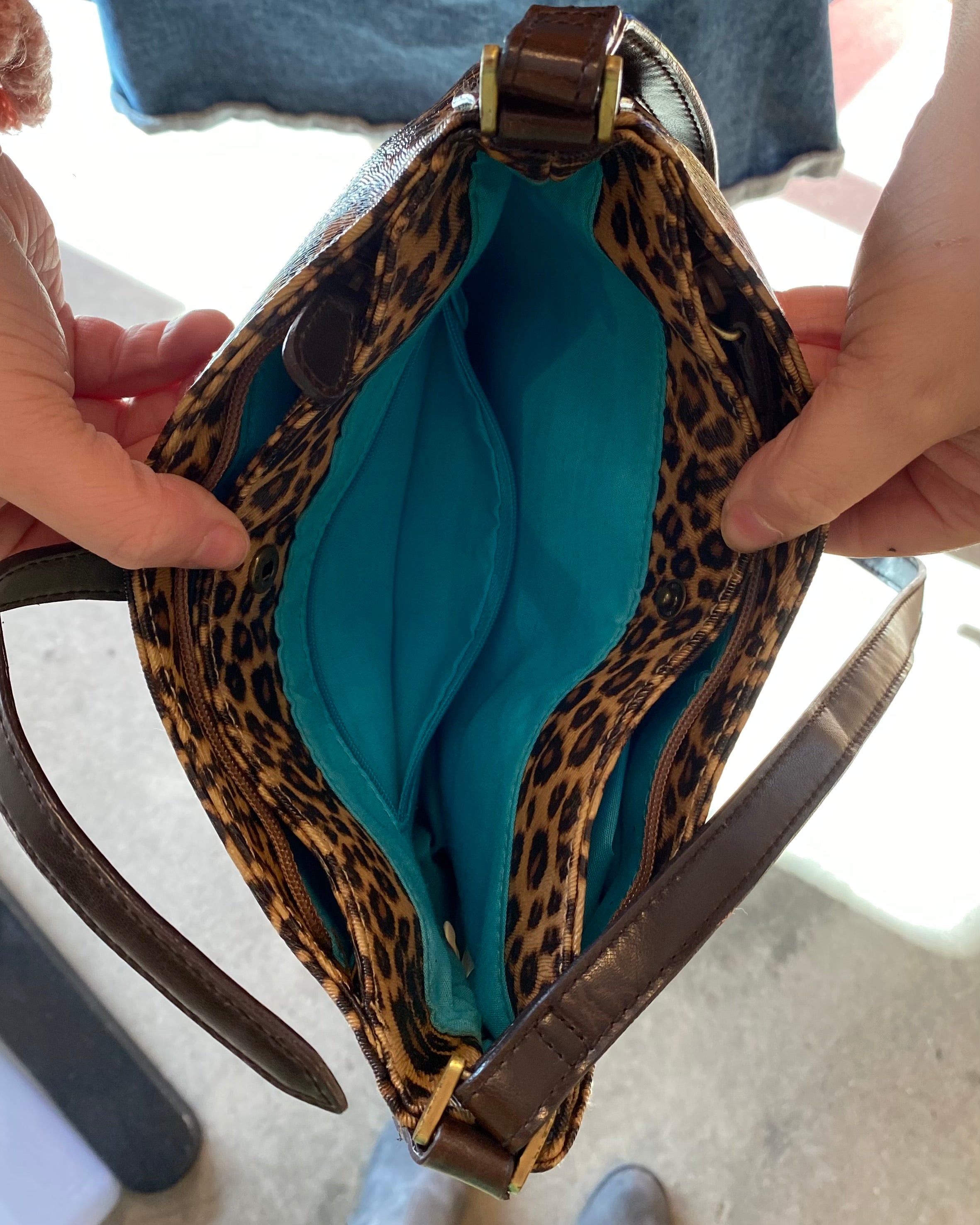 browns liz claiborne leopard purse