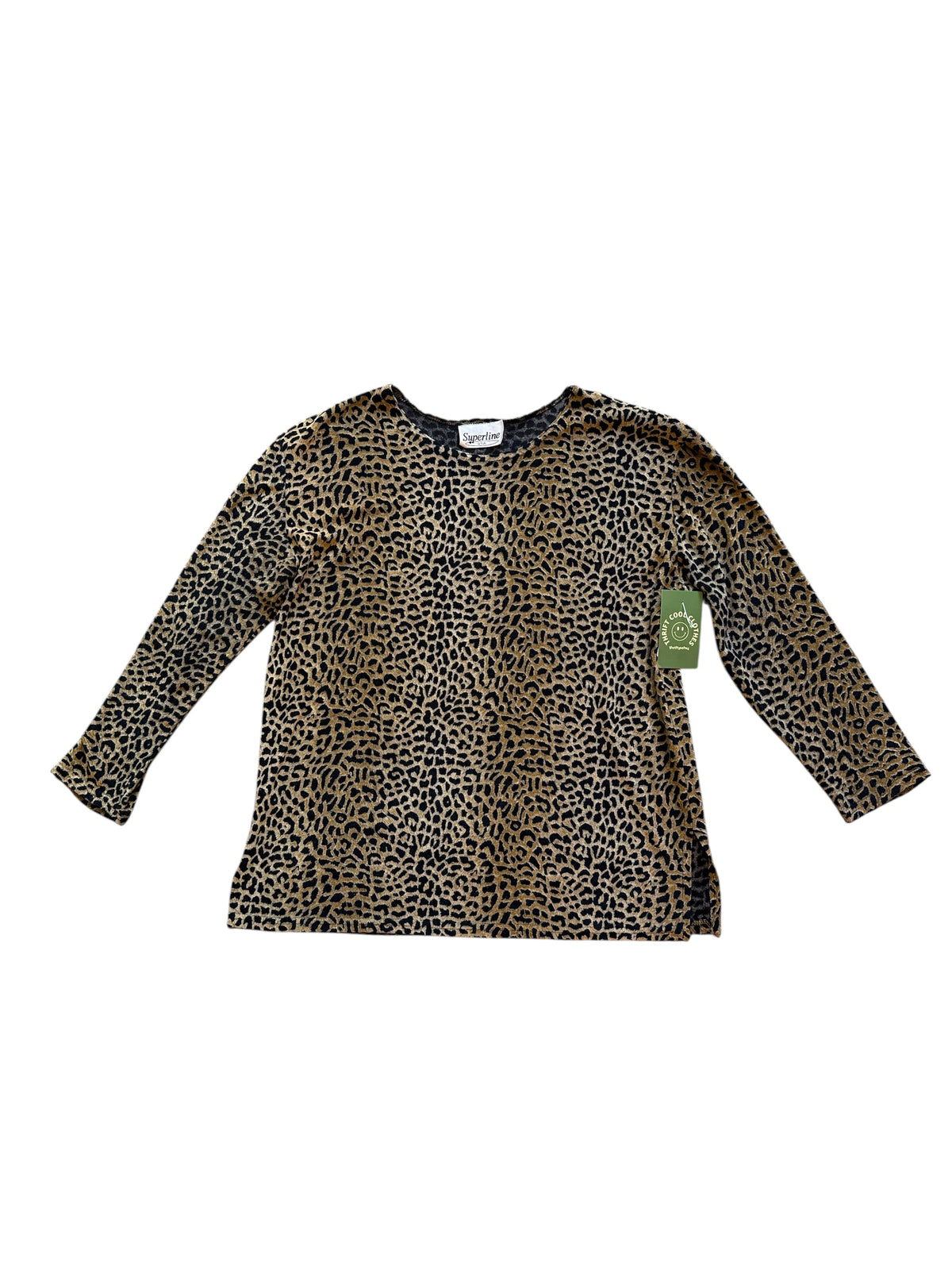 tan black Superline Cheetah stretch top, M