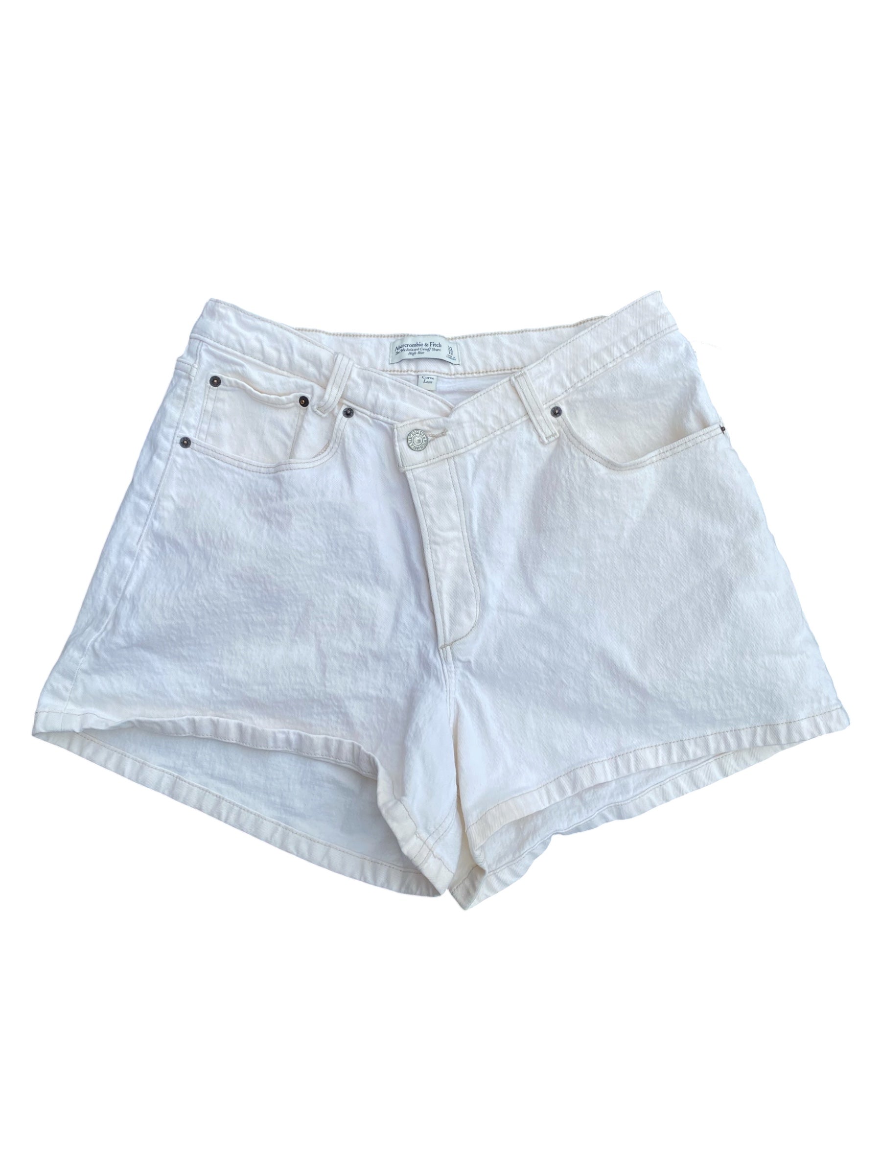 White Abercrombie High rise cutoff short, 12