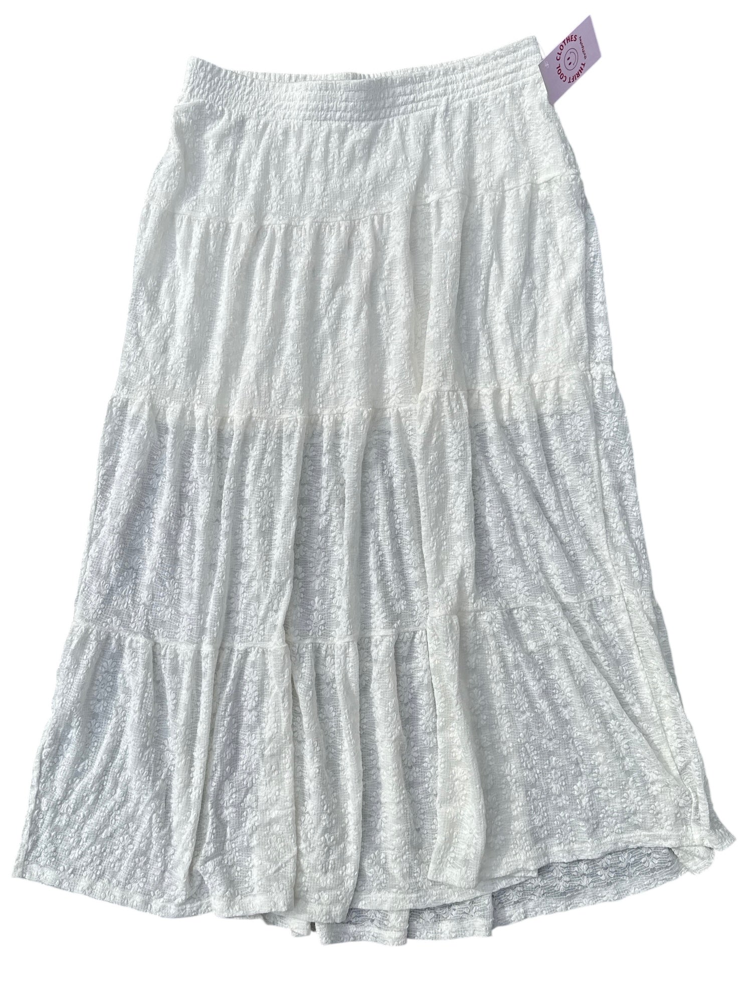 white nobo floral tiered skirt, m