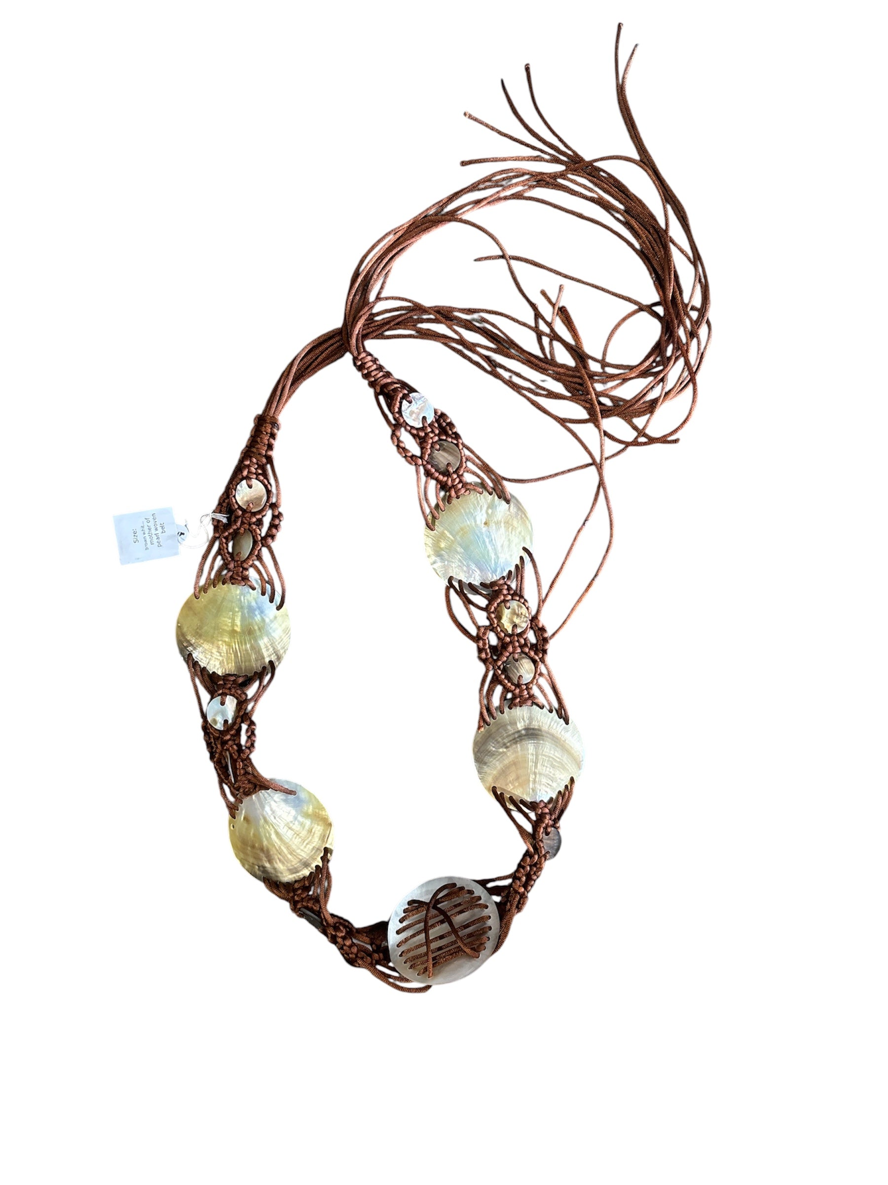 brown white  mother of pearl woven belt