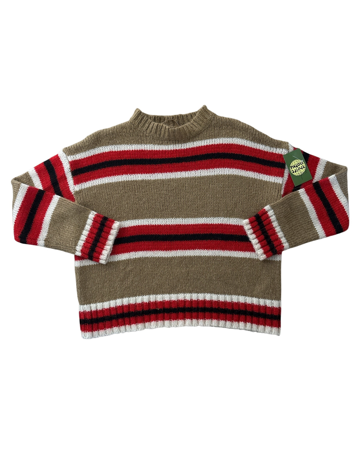 brown white red urban outfitters striped sweater, xs
