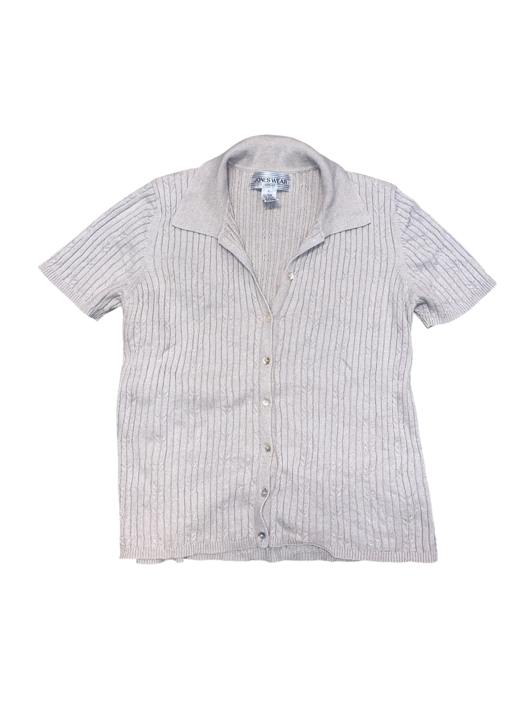 tan jones wear cable knit ss top, L