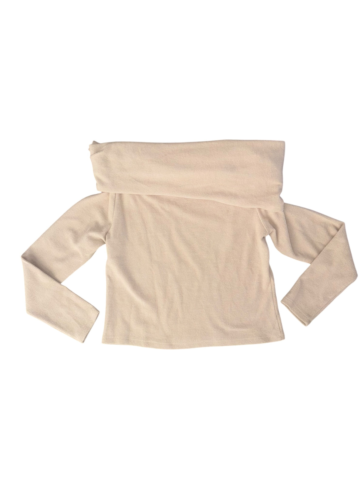 tan cream asos ls sweater built in shawl, L