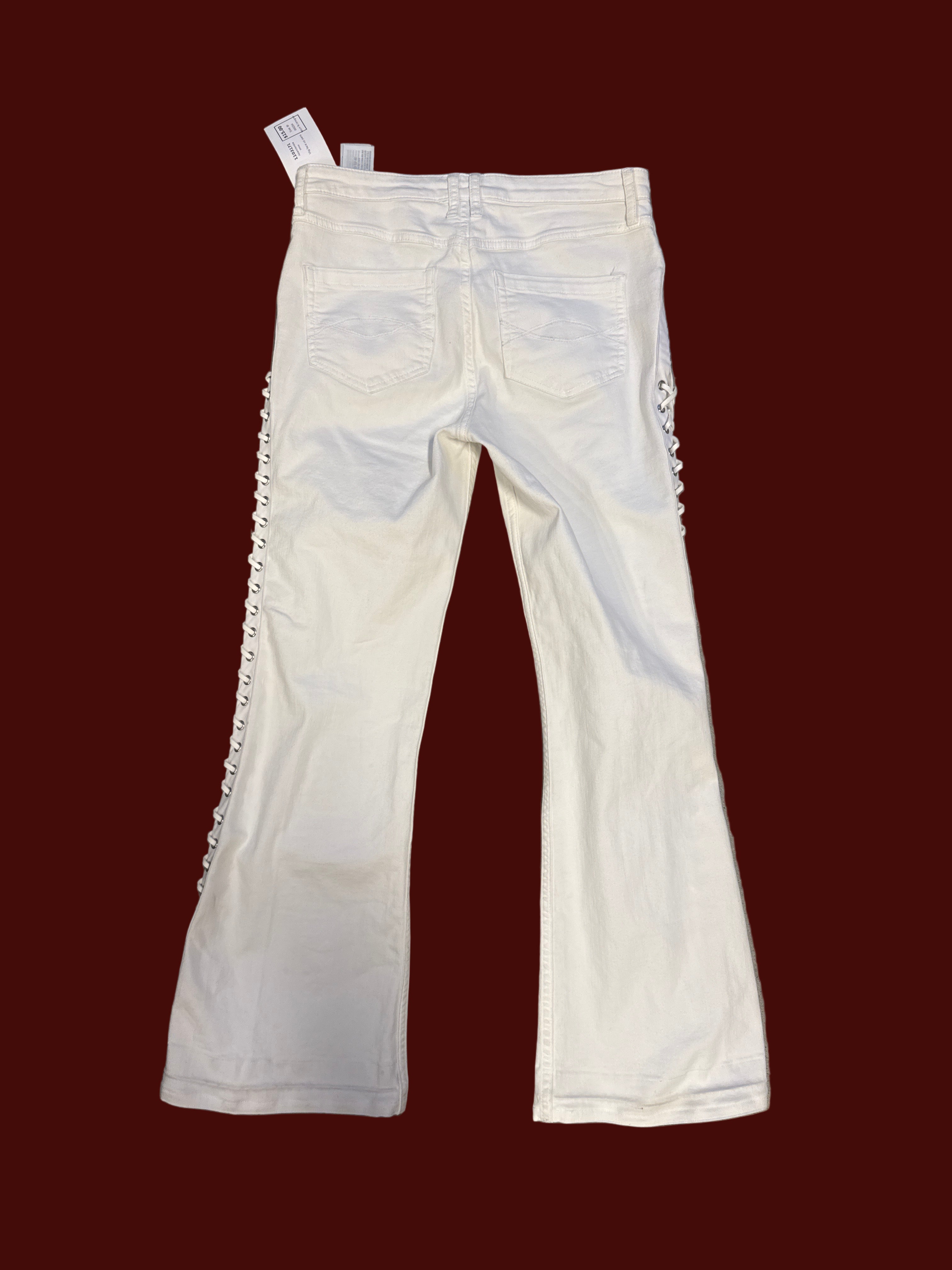 White Abercrombie Vtg lace up jeans, 8r