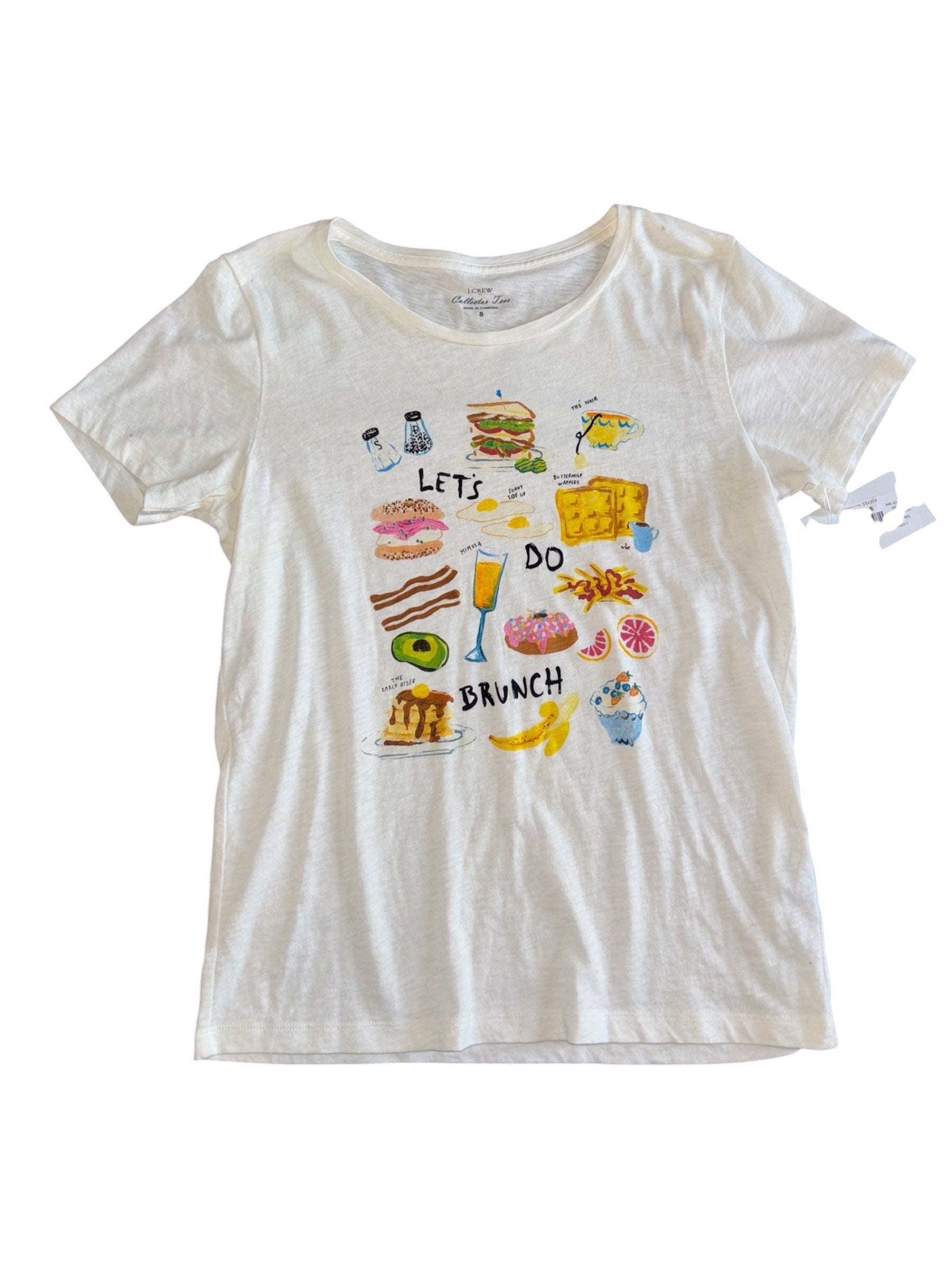 white yellow blue j crew lets do brunch tee, s