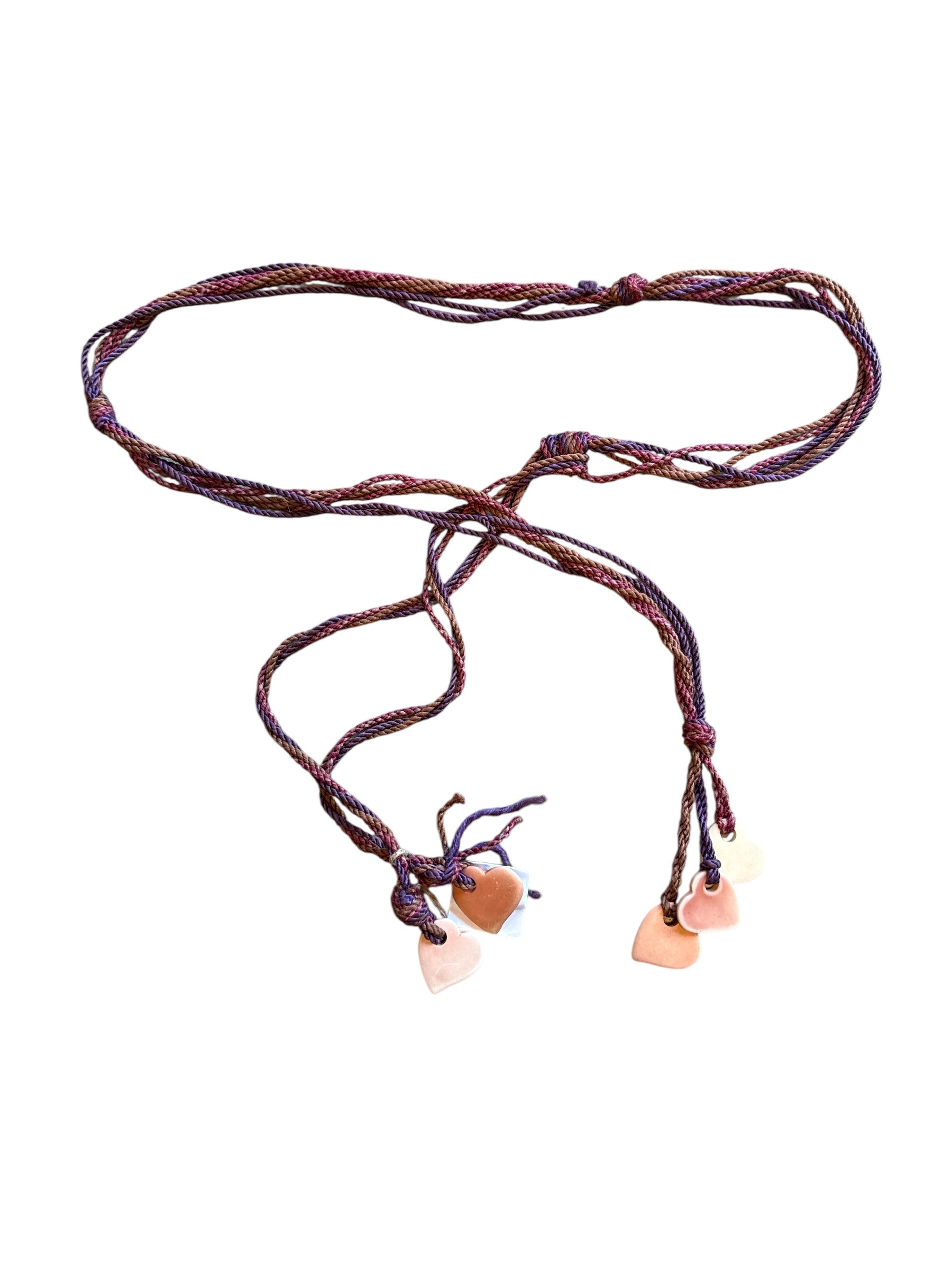 brown  rope belt w hearts on end