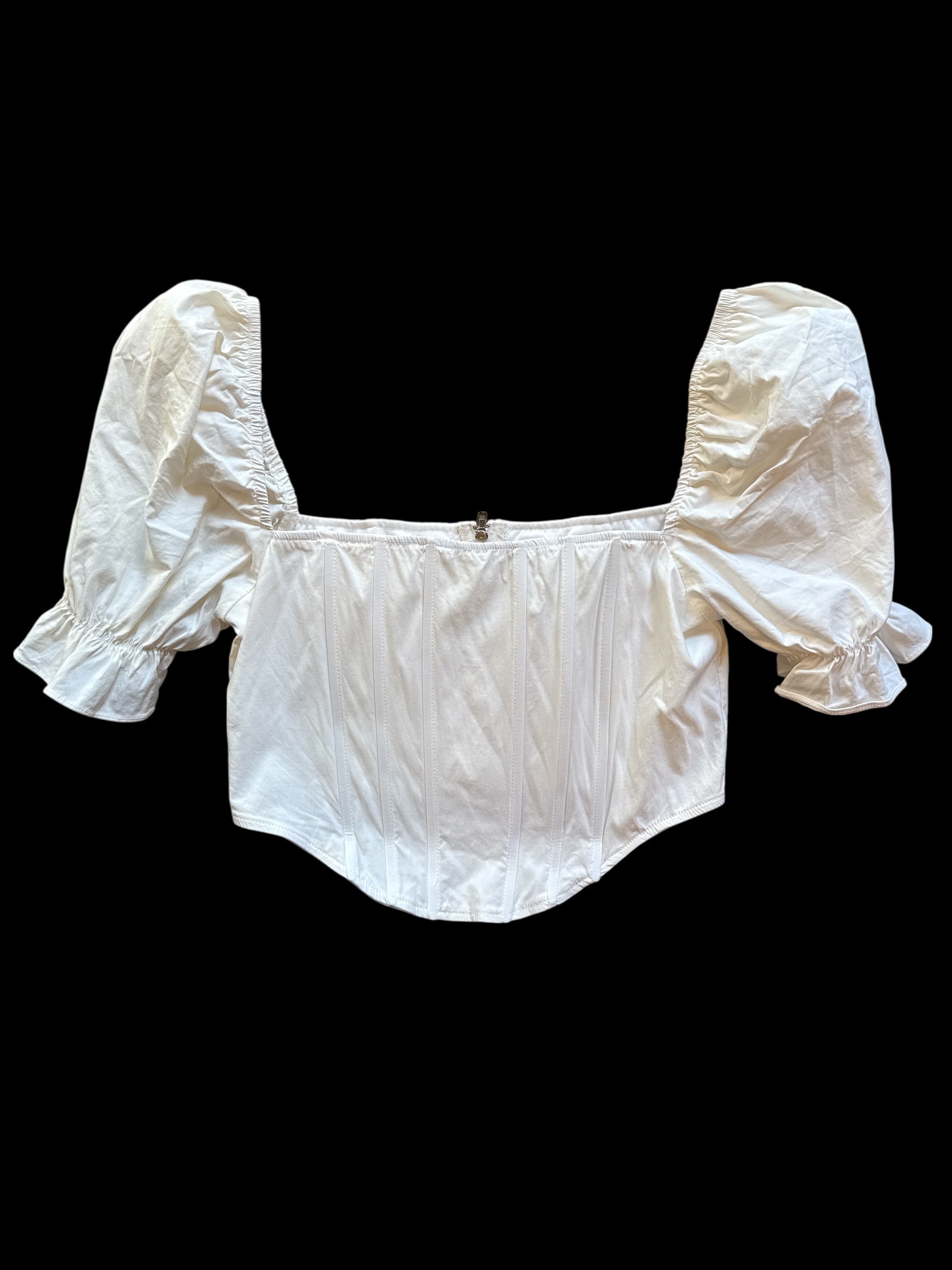 white  corset balloon sleeve top, m