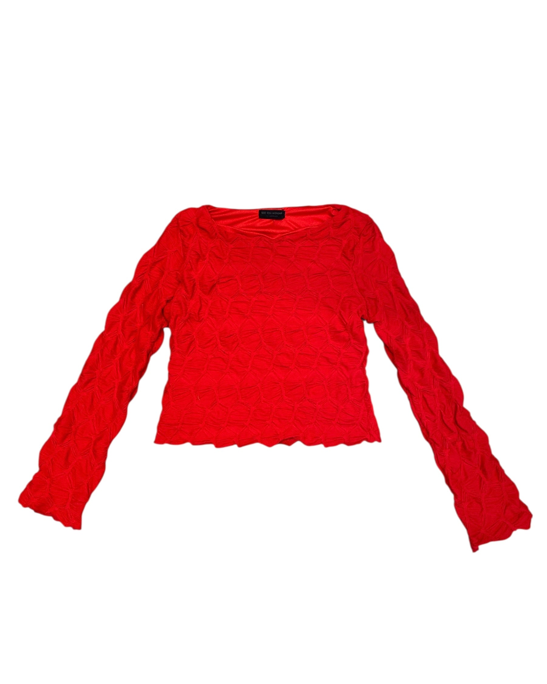 red see you monday abstract geometric ruch ls