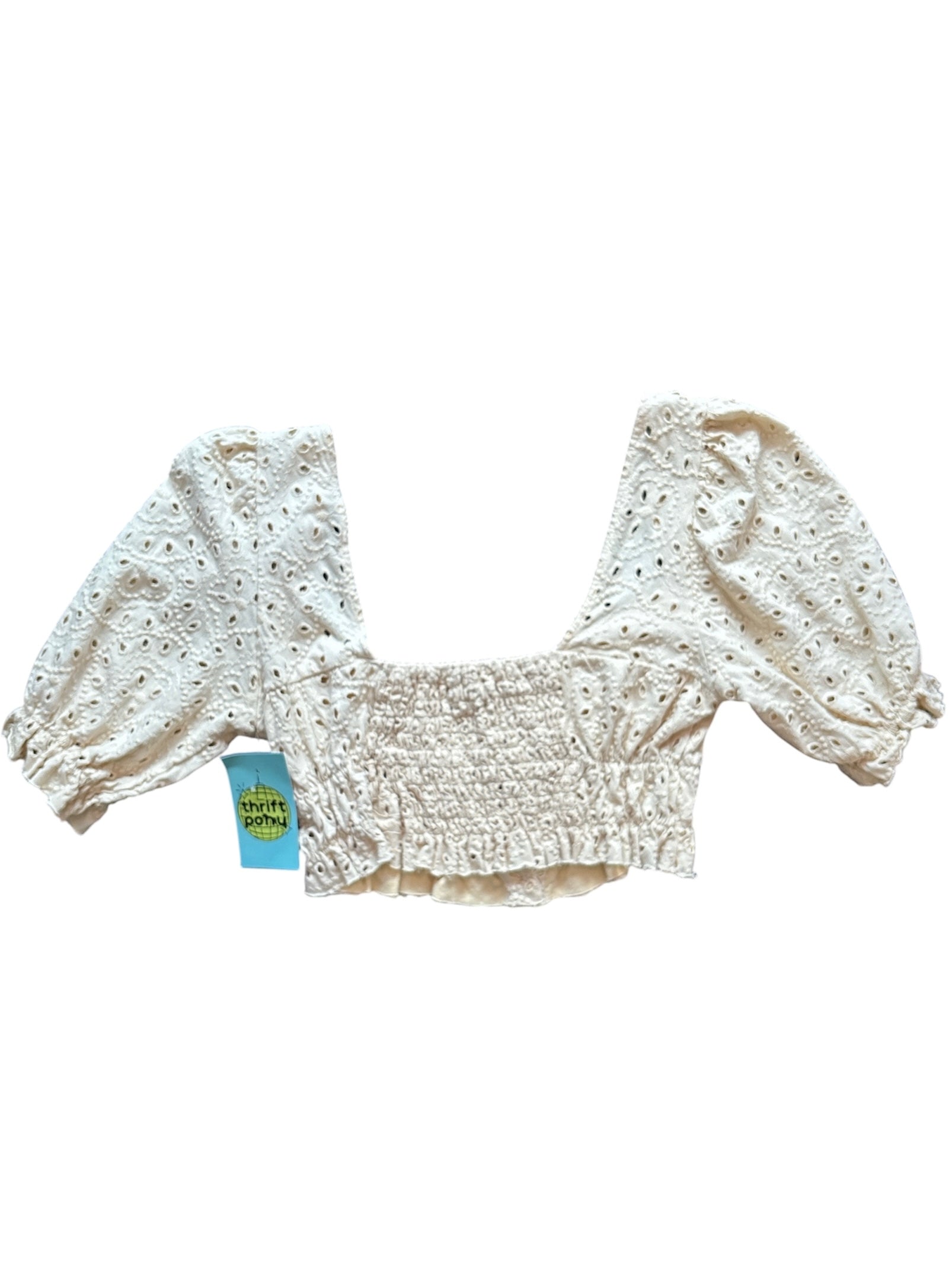 Cream Urban outfitters Eyelet button top, M
