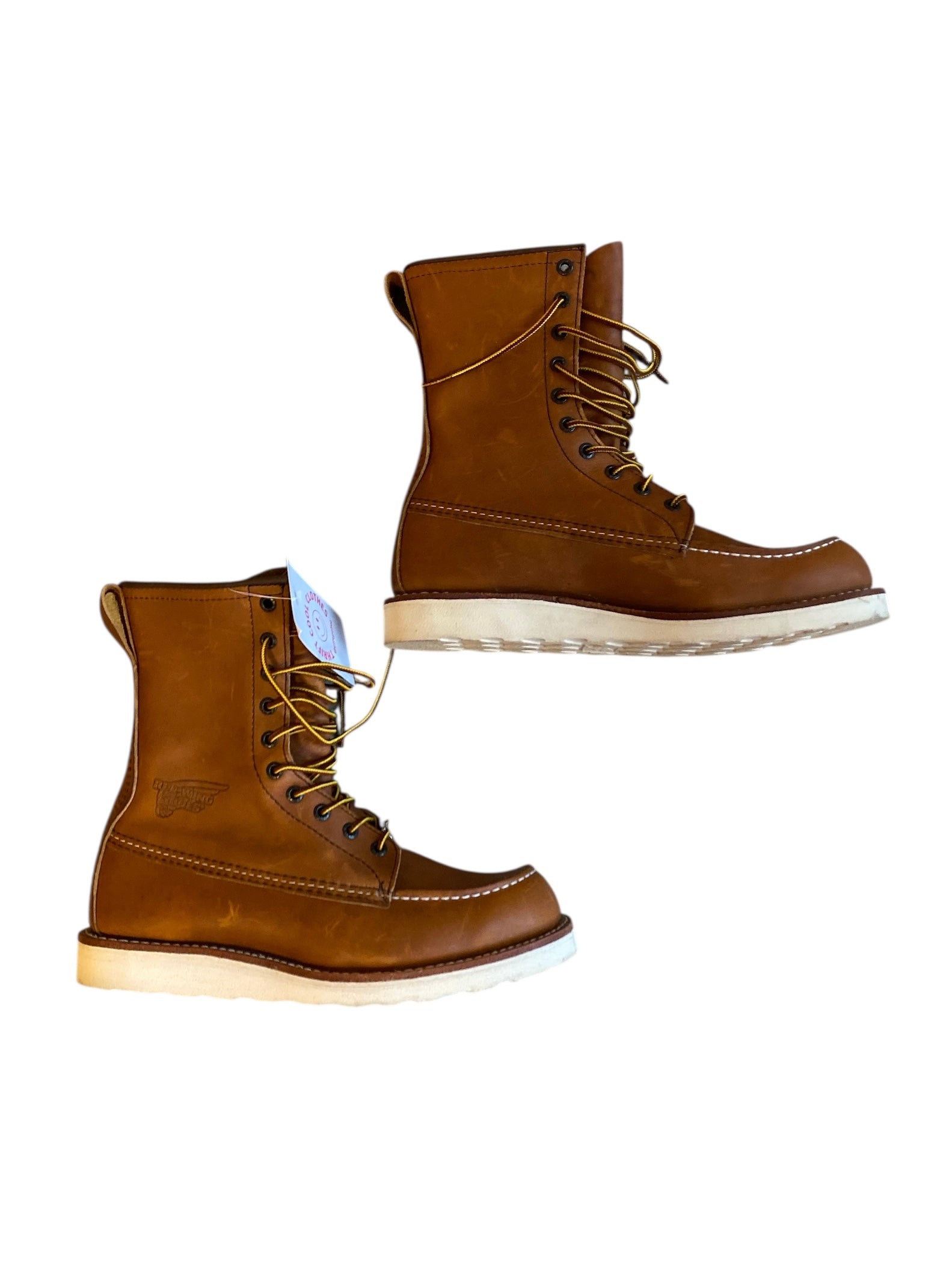 brown red wing shoes leather lace up boots, 8.5 mens / 10 womens