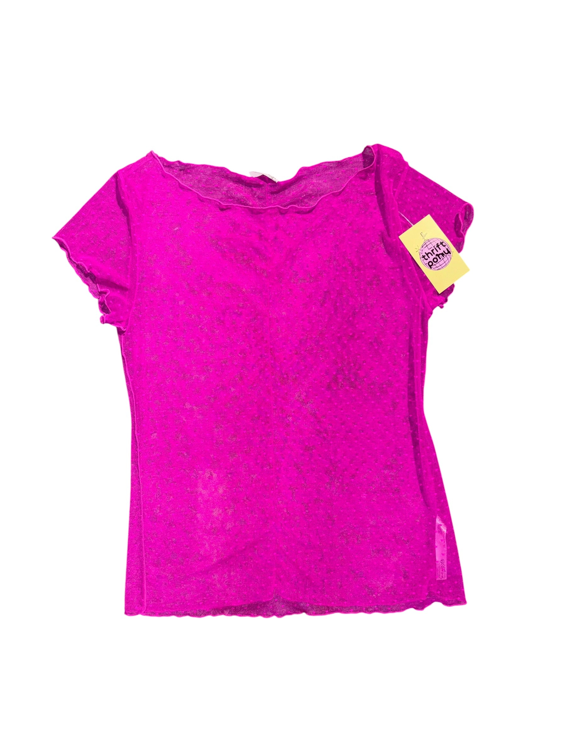 magenta free people mesh lettuce hem ss, L