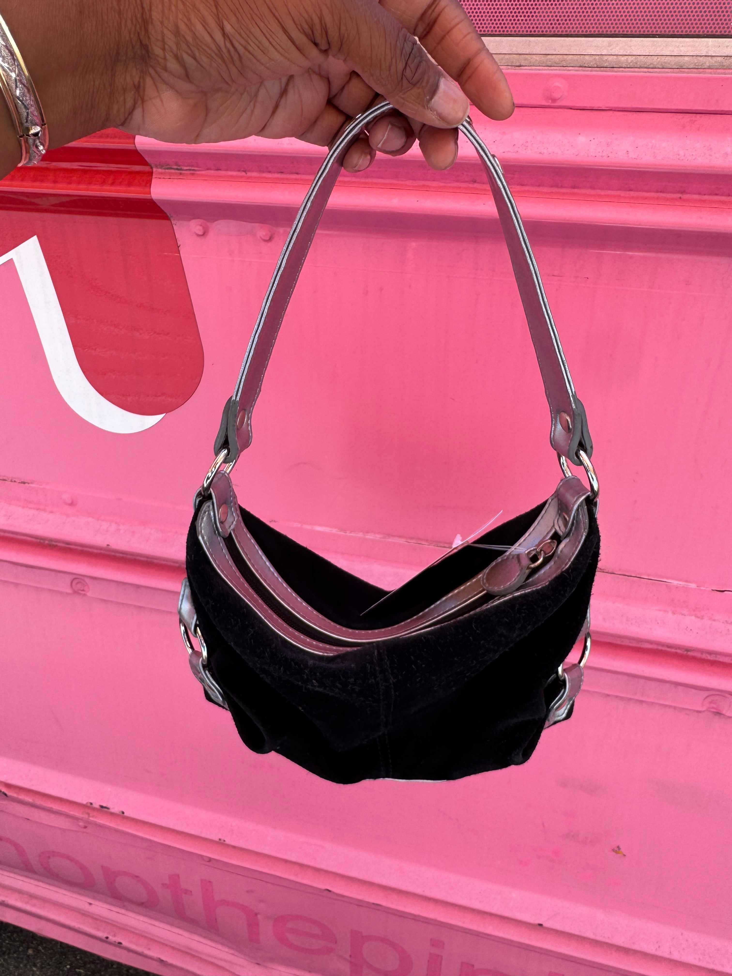 black silver  suede y2k purse