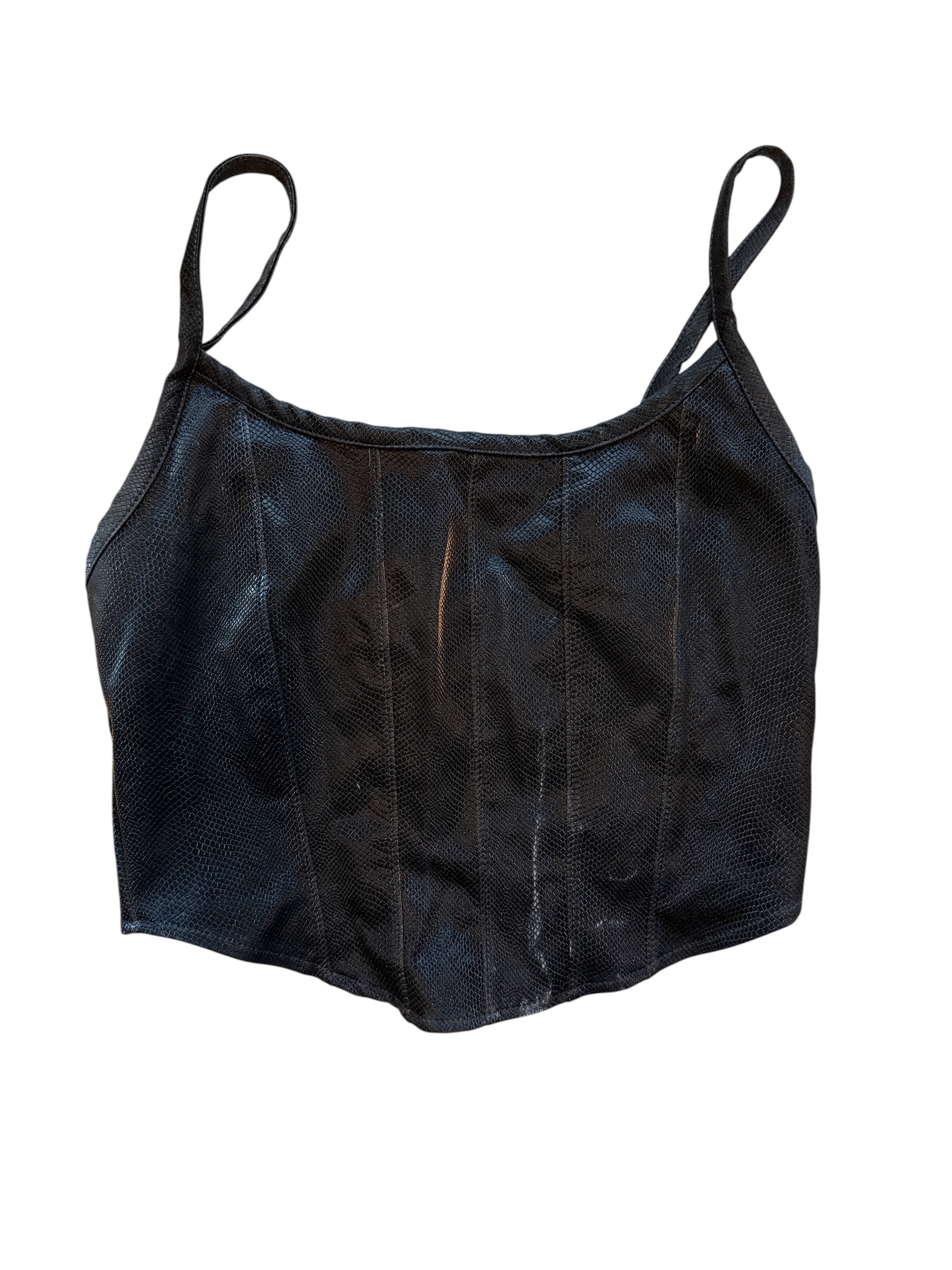 black kirious gator skin cami crop top, s