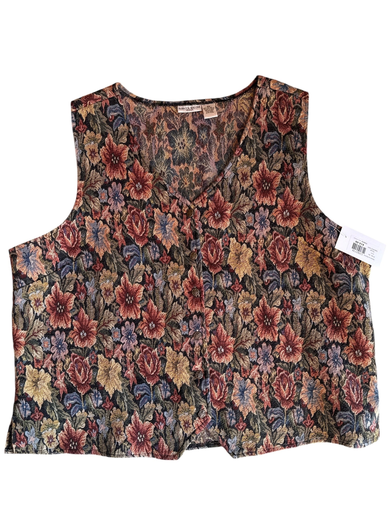 Multi Rebecca Malone Floral tapestry vest, 3x