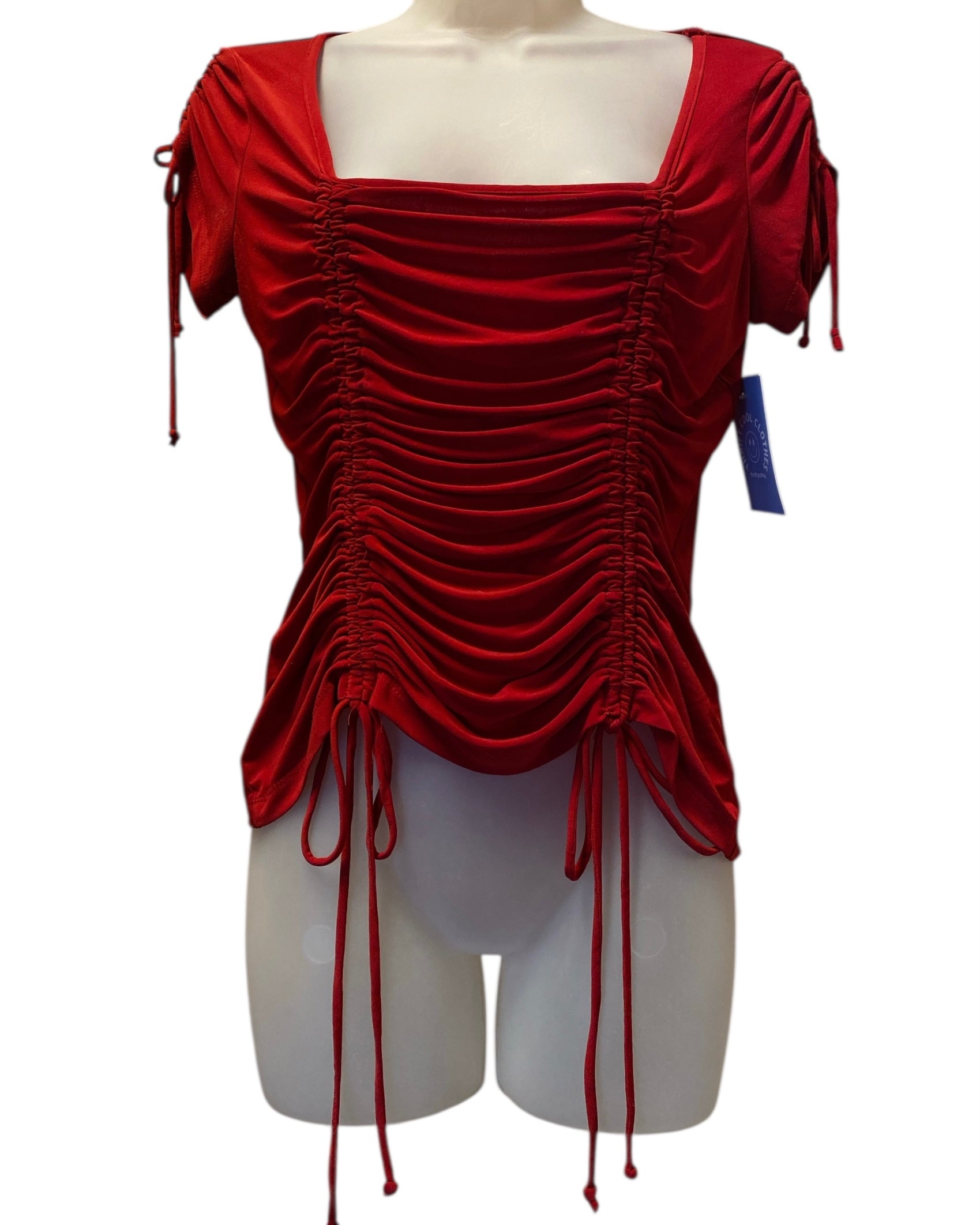 red sere nade scrunch top, m