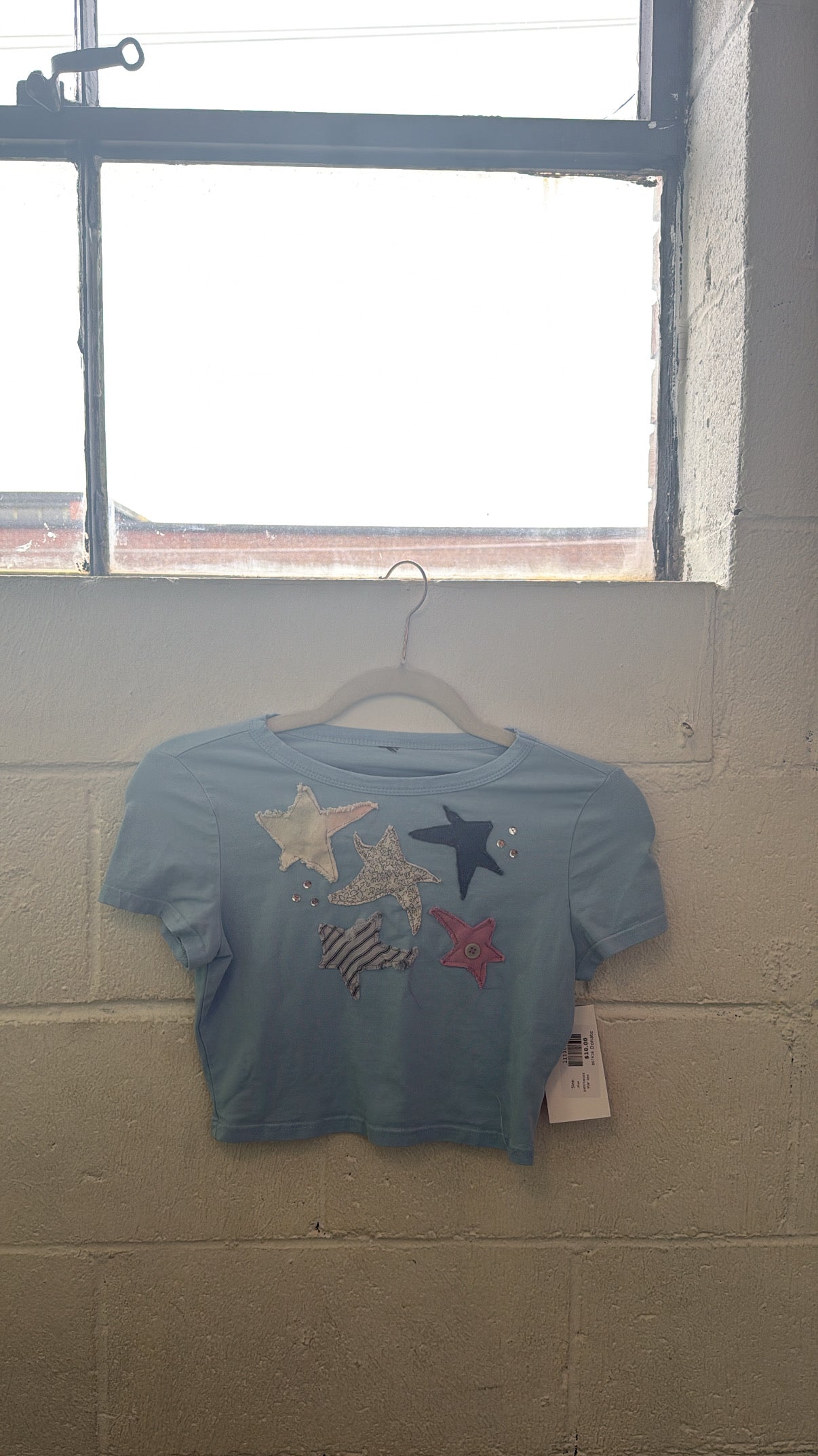 blue  patchwork star tee (S)
