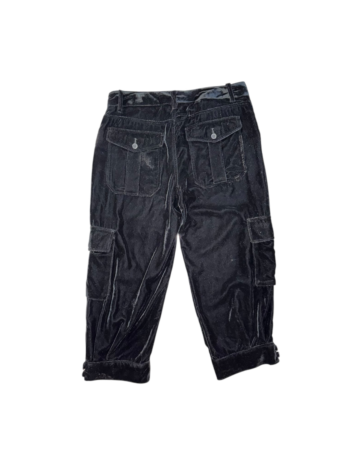 black metro velvet cargo capri pants, 4