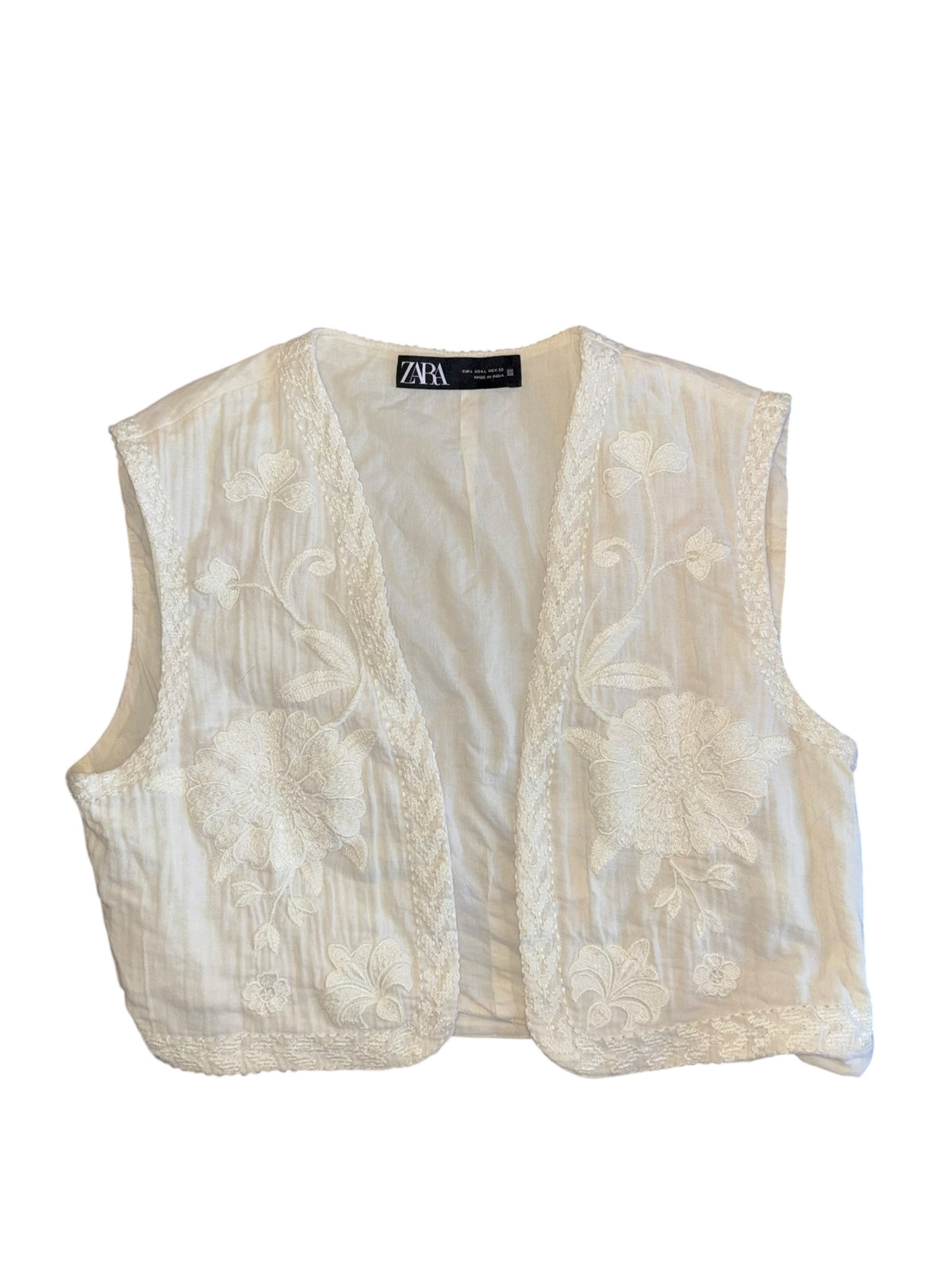 cream zara Embroidered vest, L