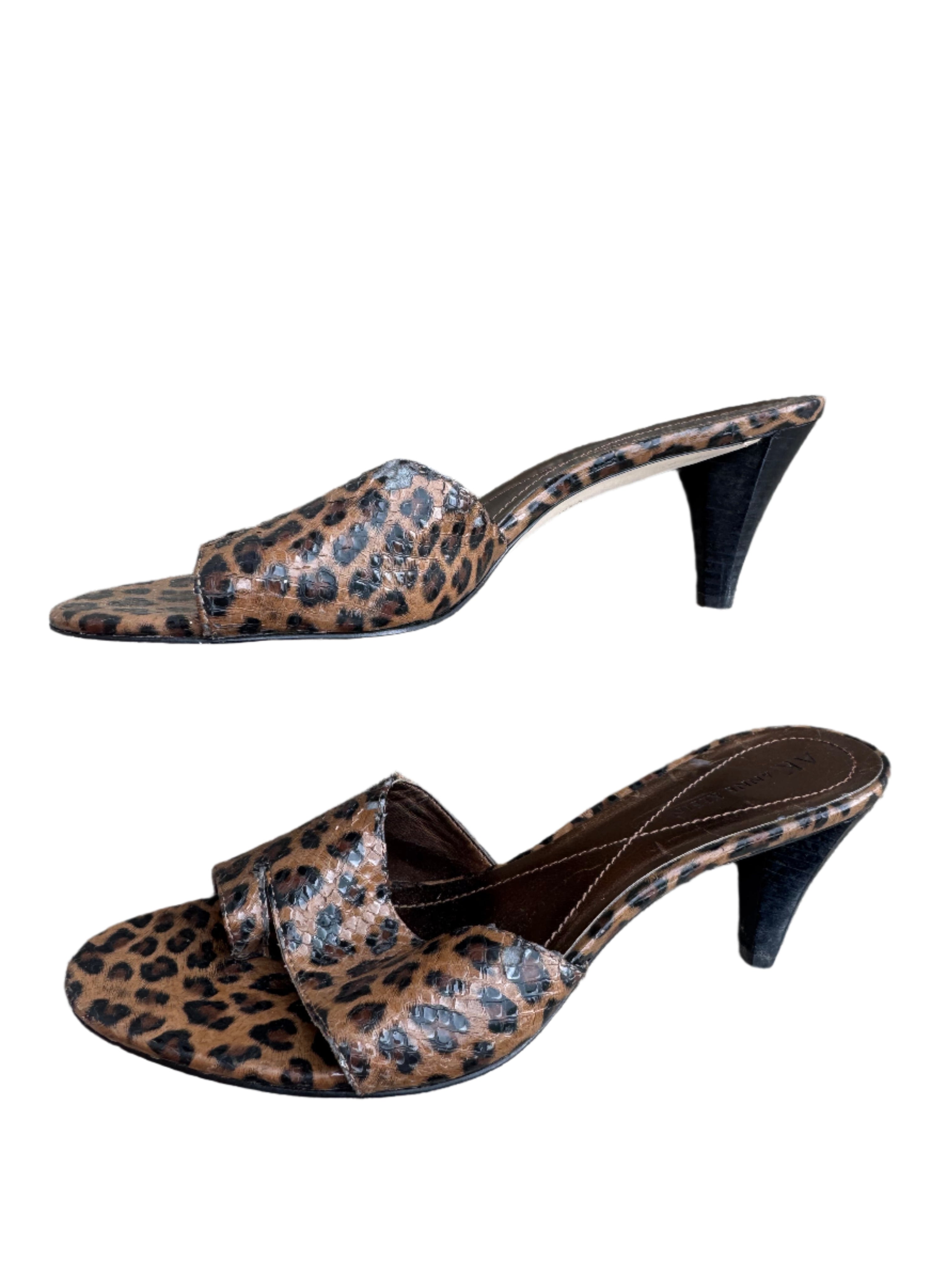 brown anne klein cheetah kitten heels, 6.5
