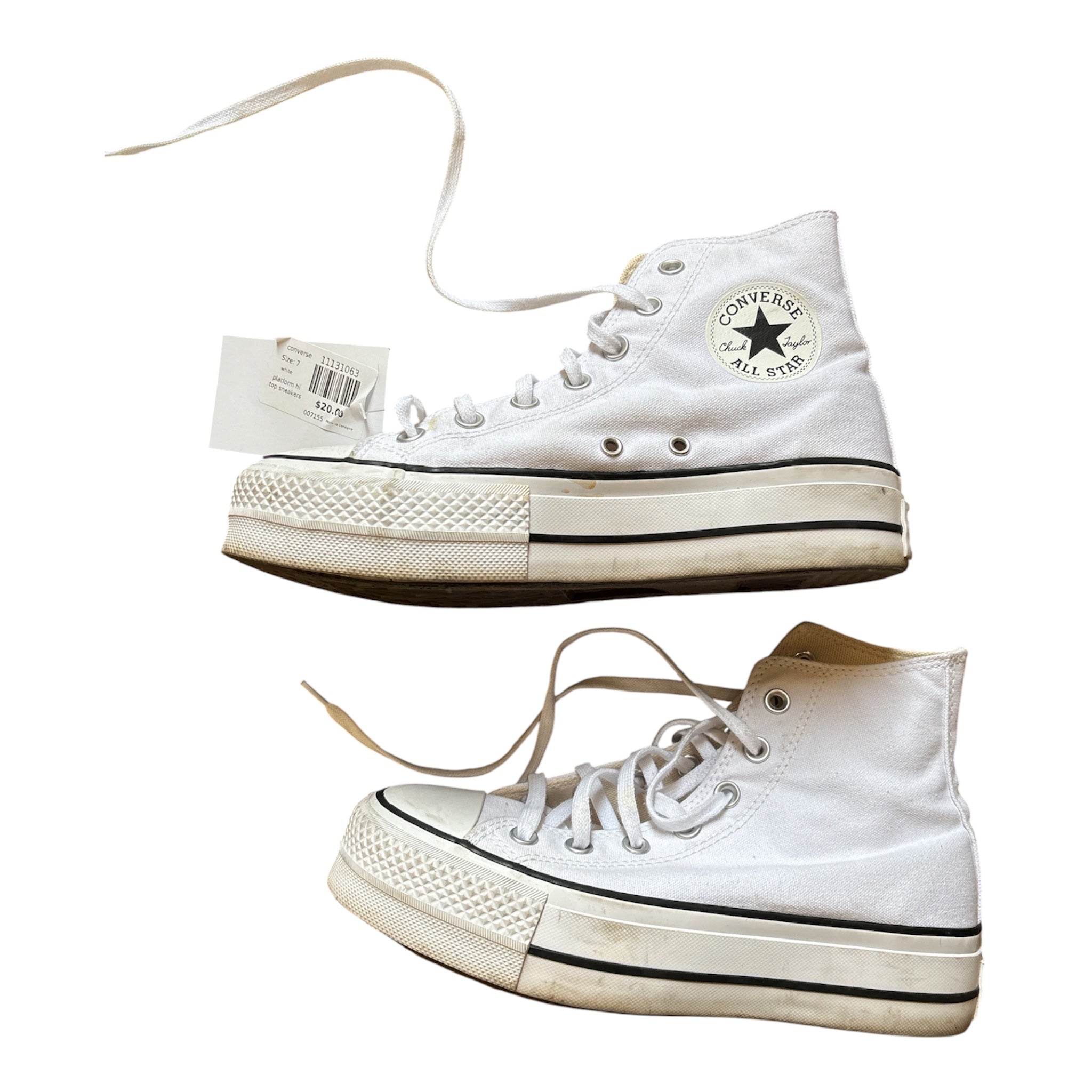 white converse platform hi top sneakers, 7