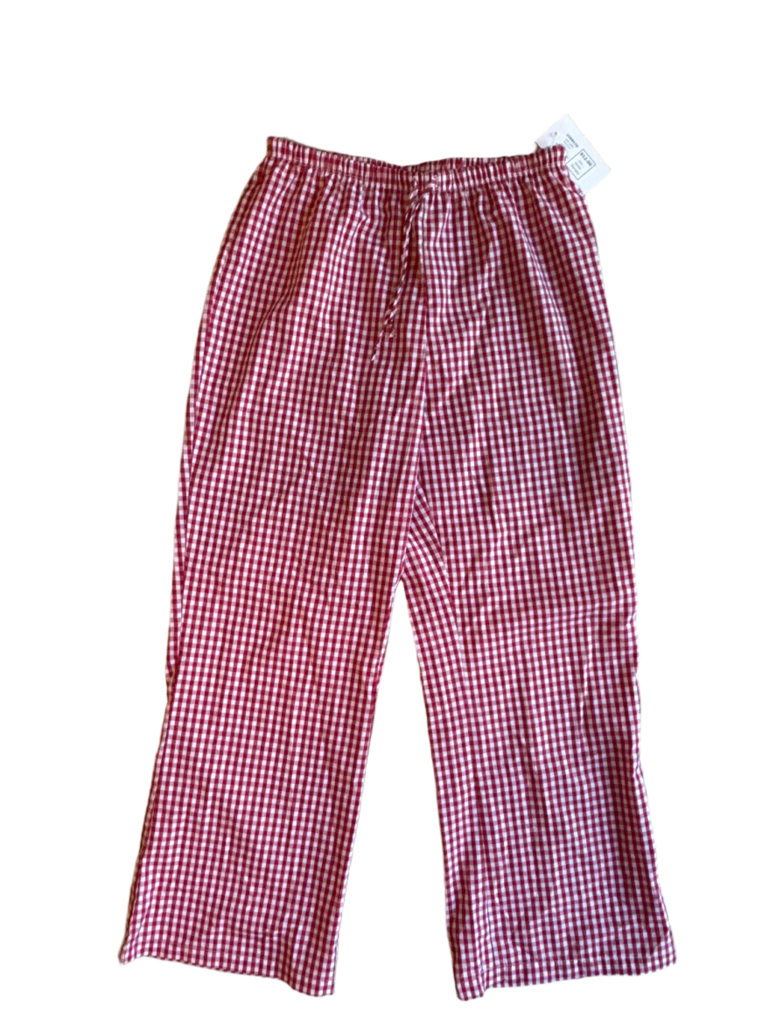 Red white Just polly Gingham drawstring pants, L (fits like M)