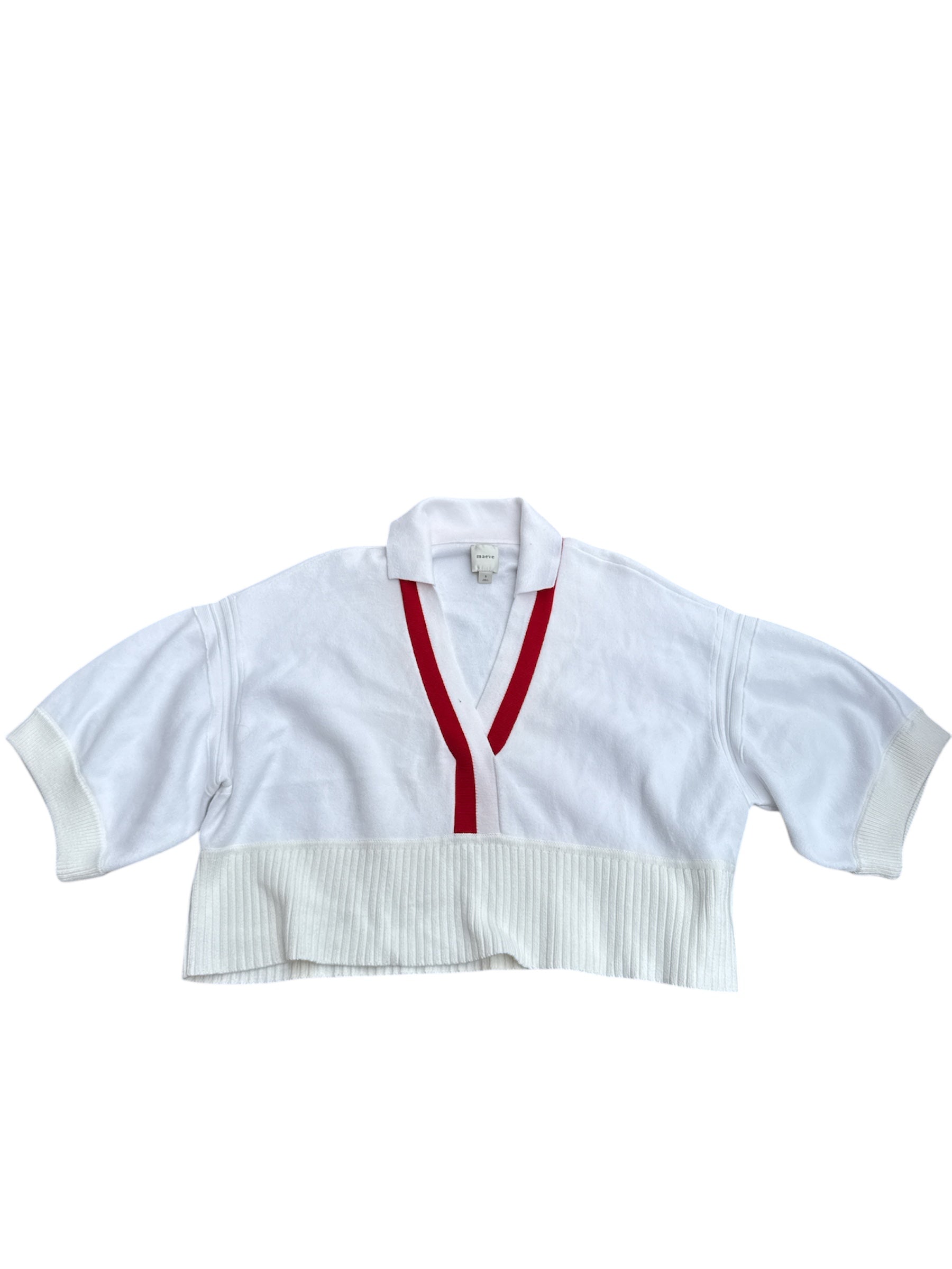 white red maeve collared sweater, s
