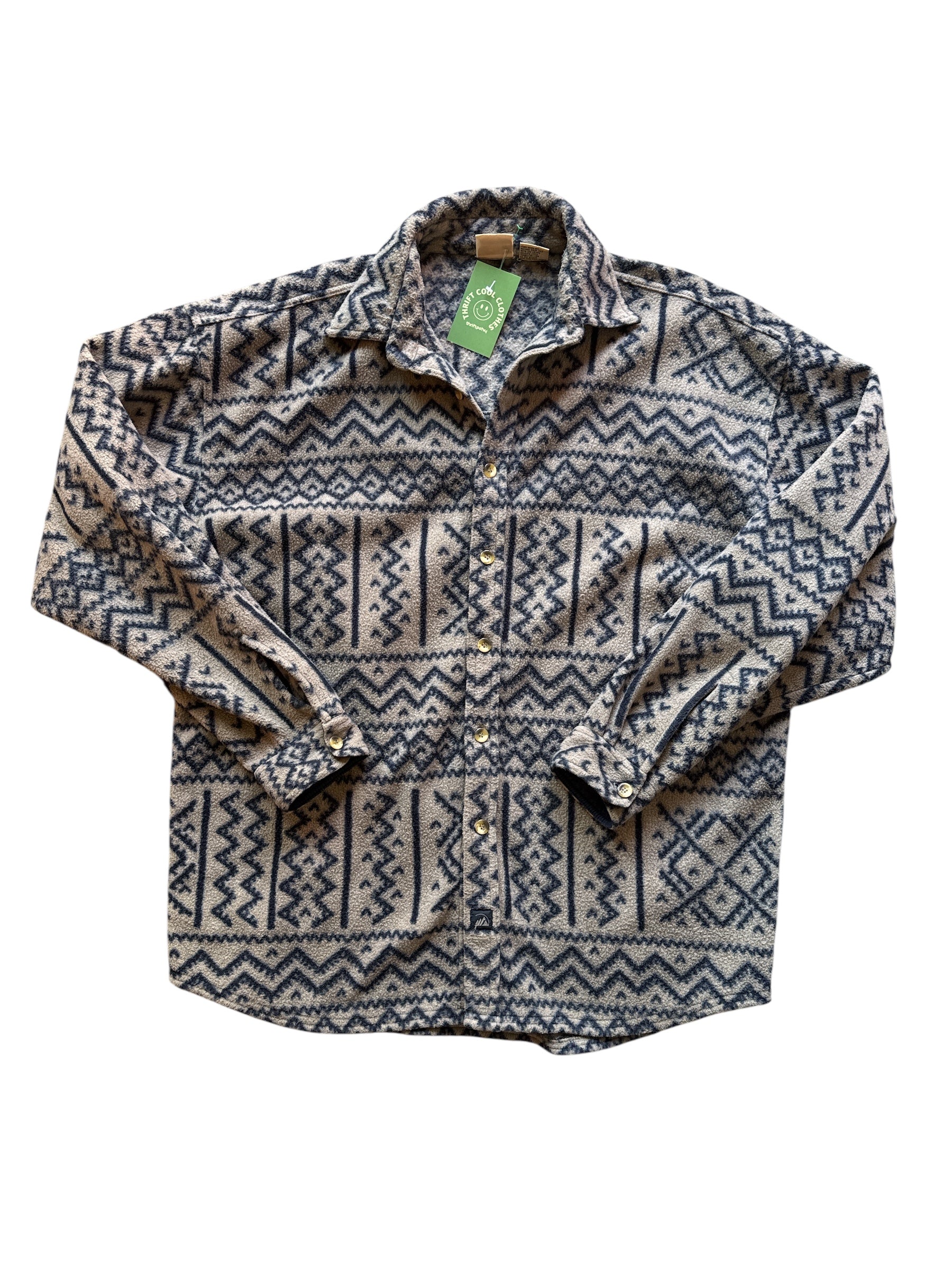 Tan navy Colorado Zig zag diamond pattern fleece jacket, XL