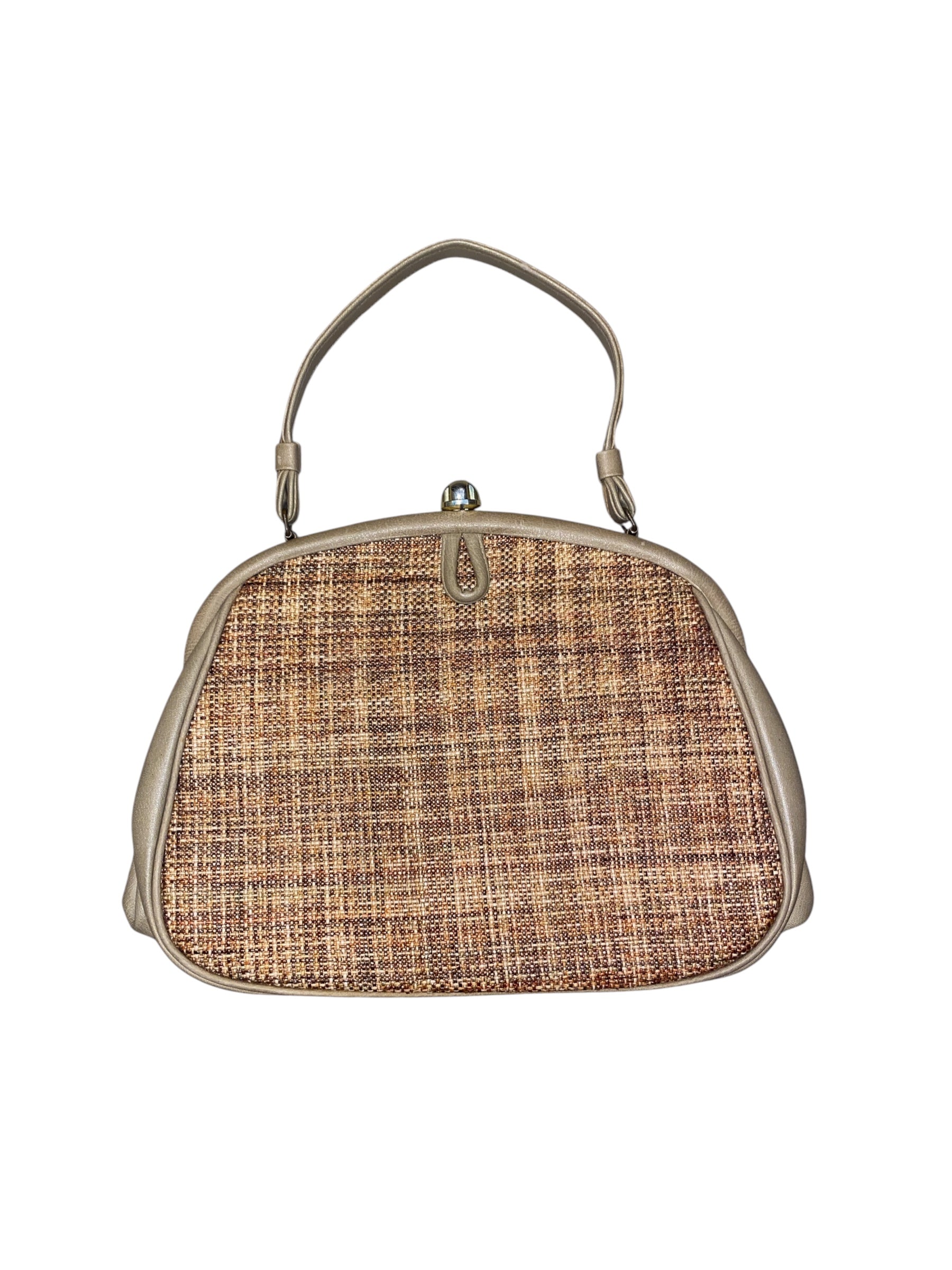brown Markay sags Woven tweed leather trim shoulder bag