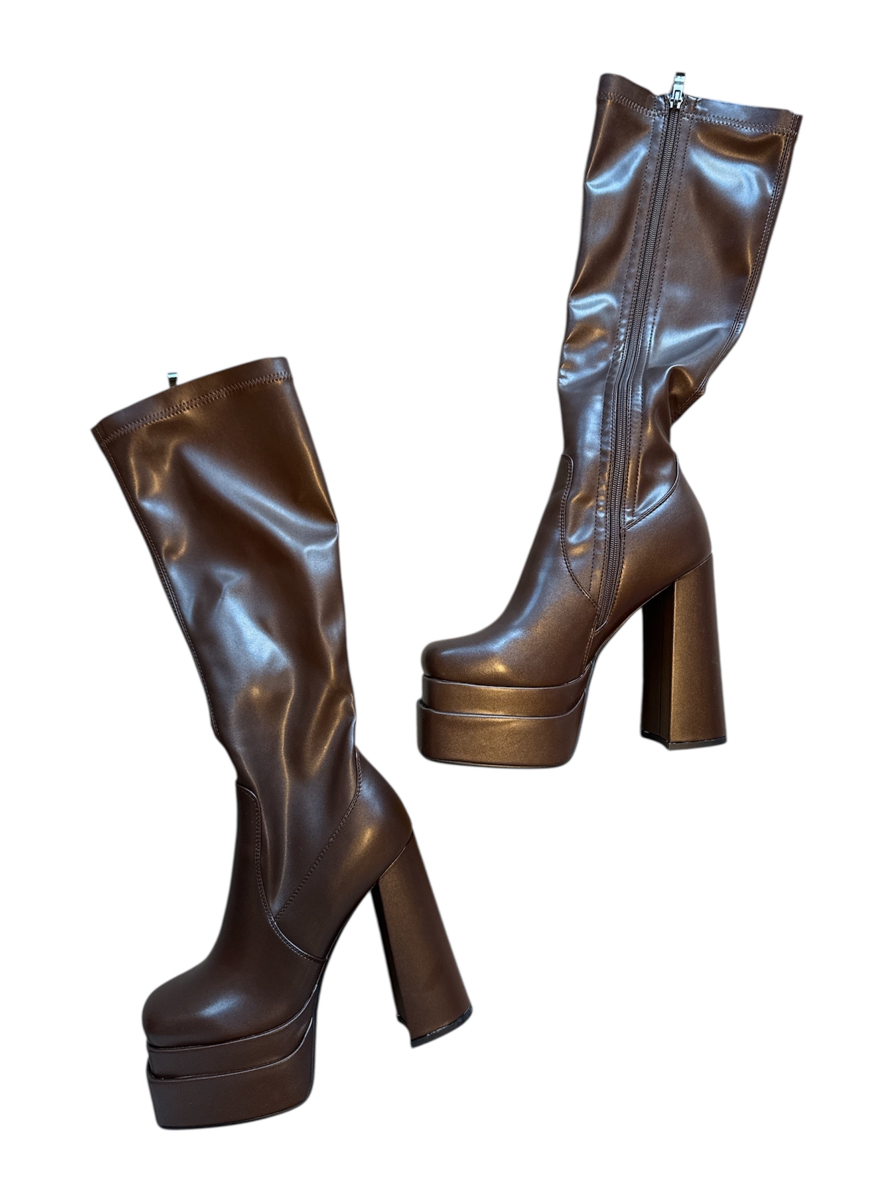 brown wetkiss platform boot, 9