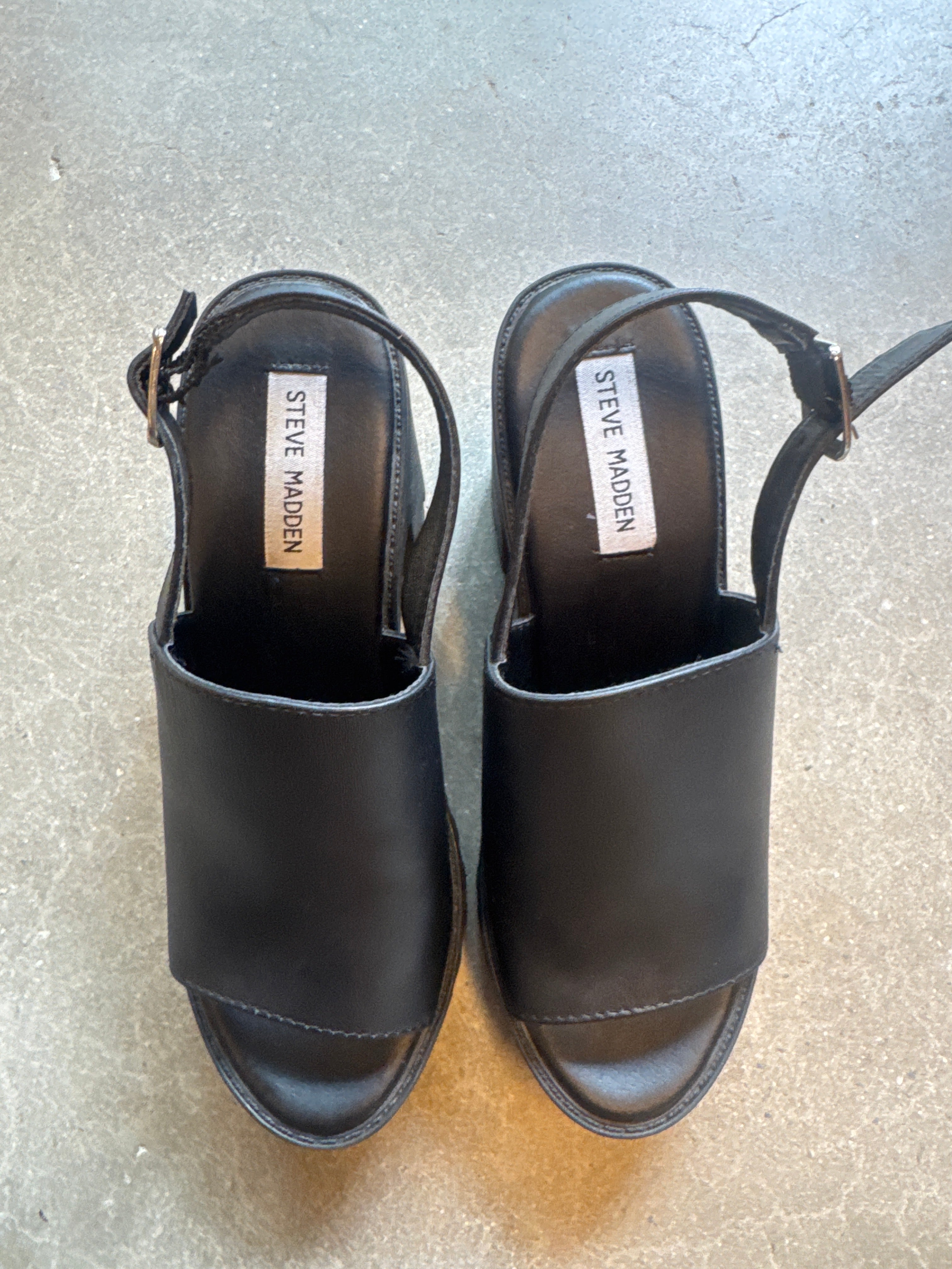 black steve madden platform sandals, 7.5