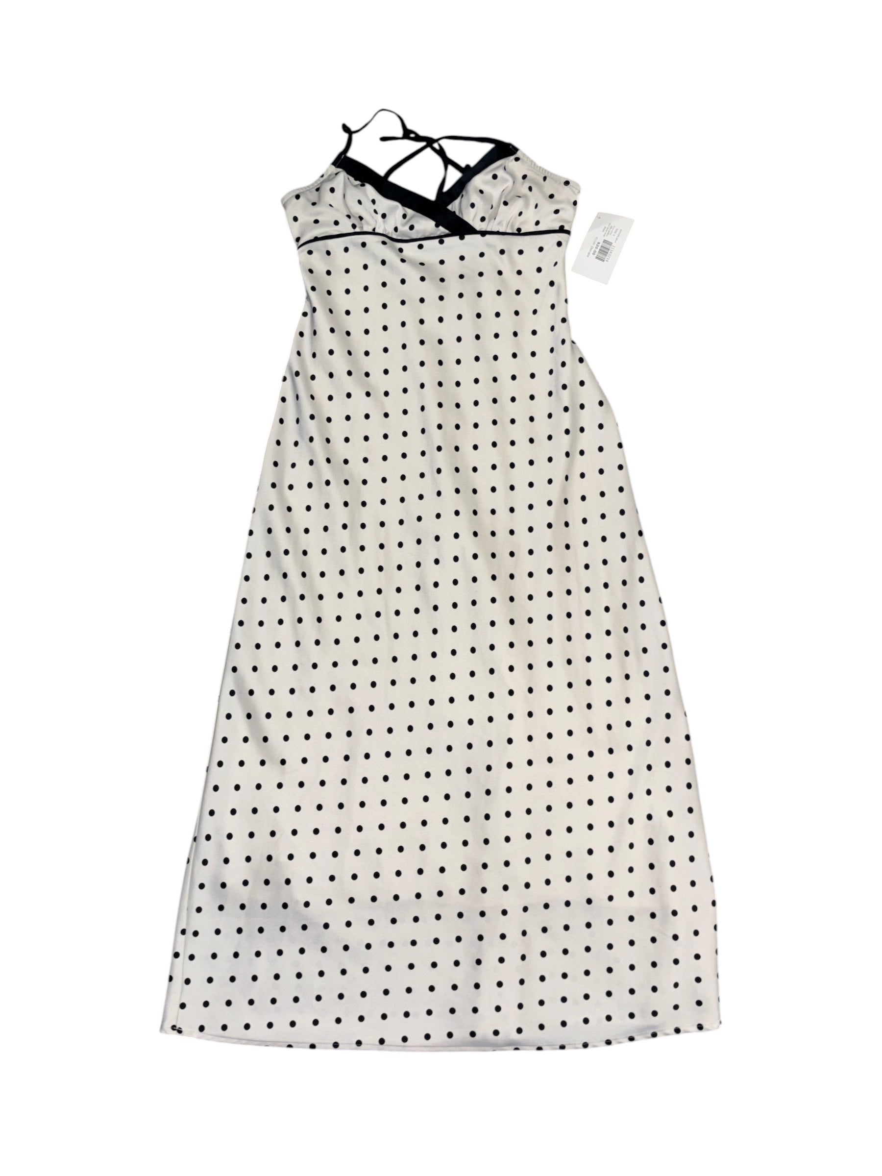 black white kimchi blue silky polka dot tank midi dress, s
