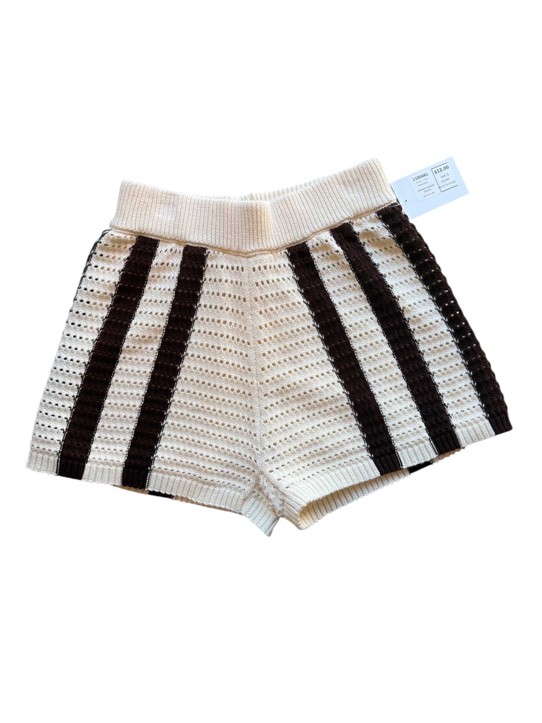 white brown Whiteroom + Cacdtus striped sweater shorts, S