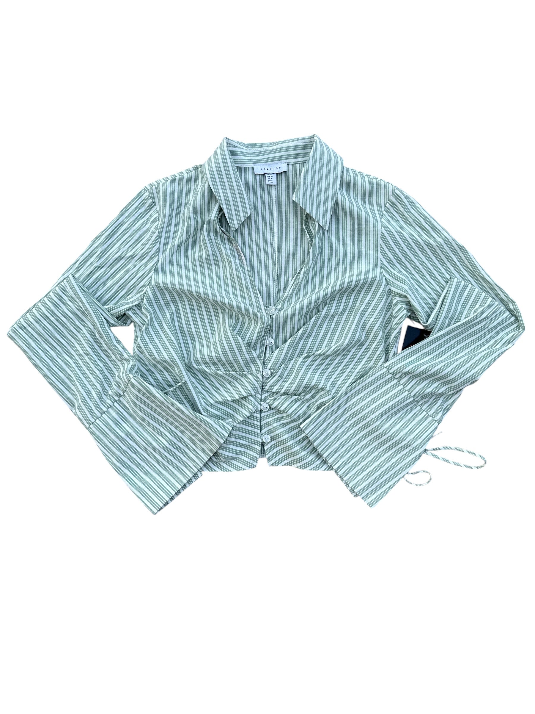 green white topshop striped ruch button down, 4