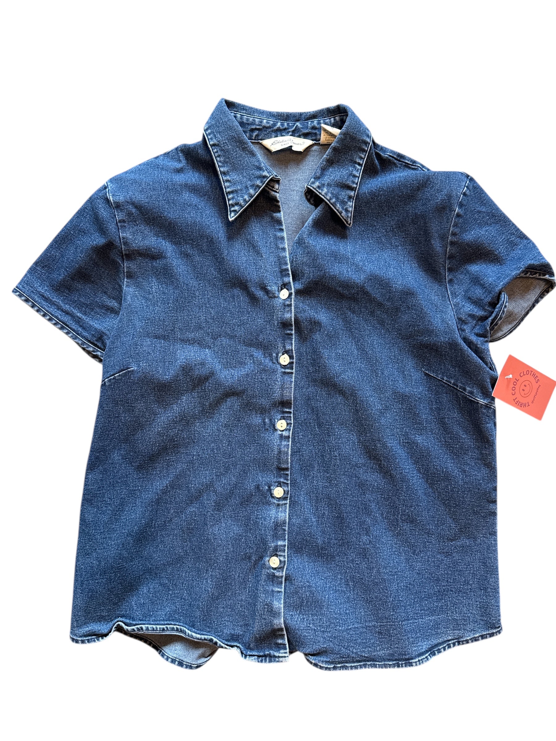 med wash eddie bauer ss chambray button up top, m