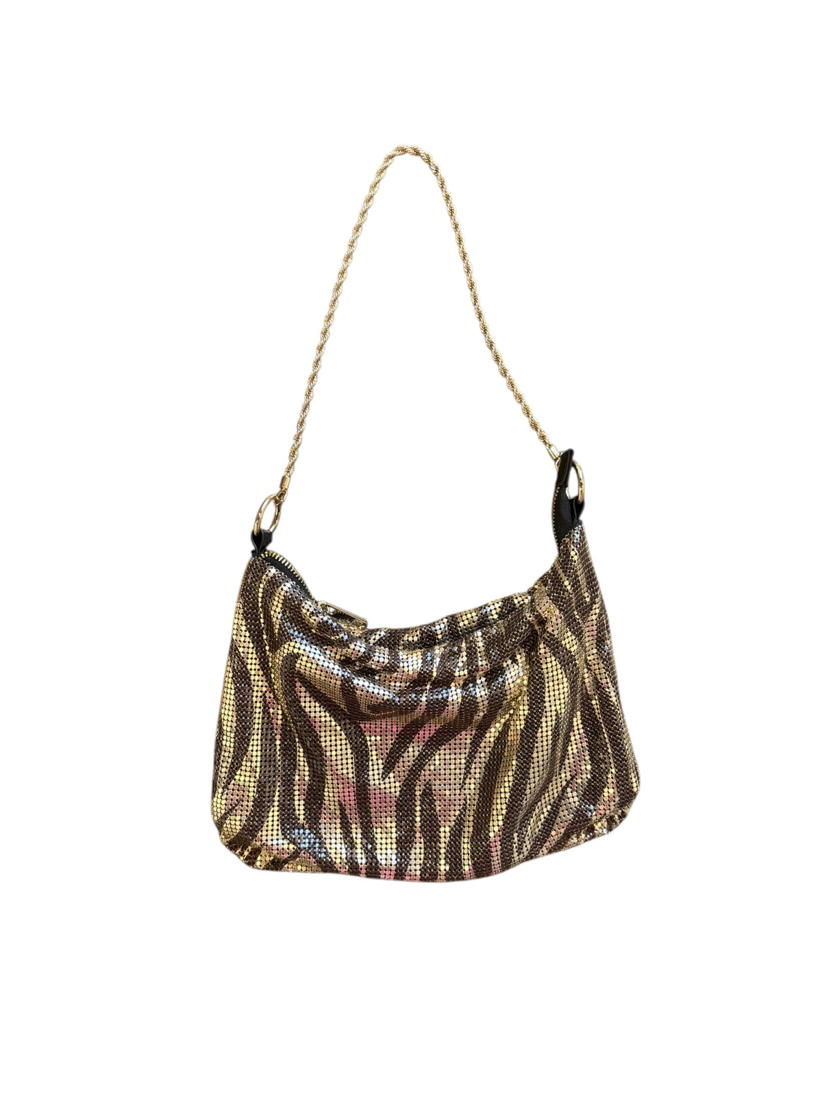 brown topshop chainmail zebra bag