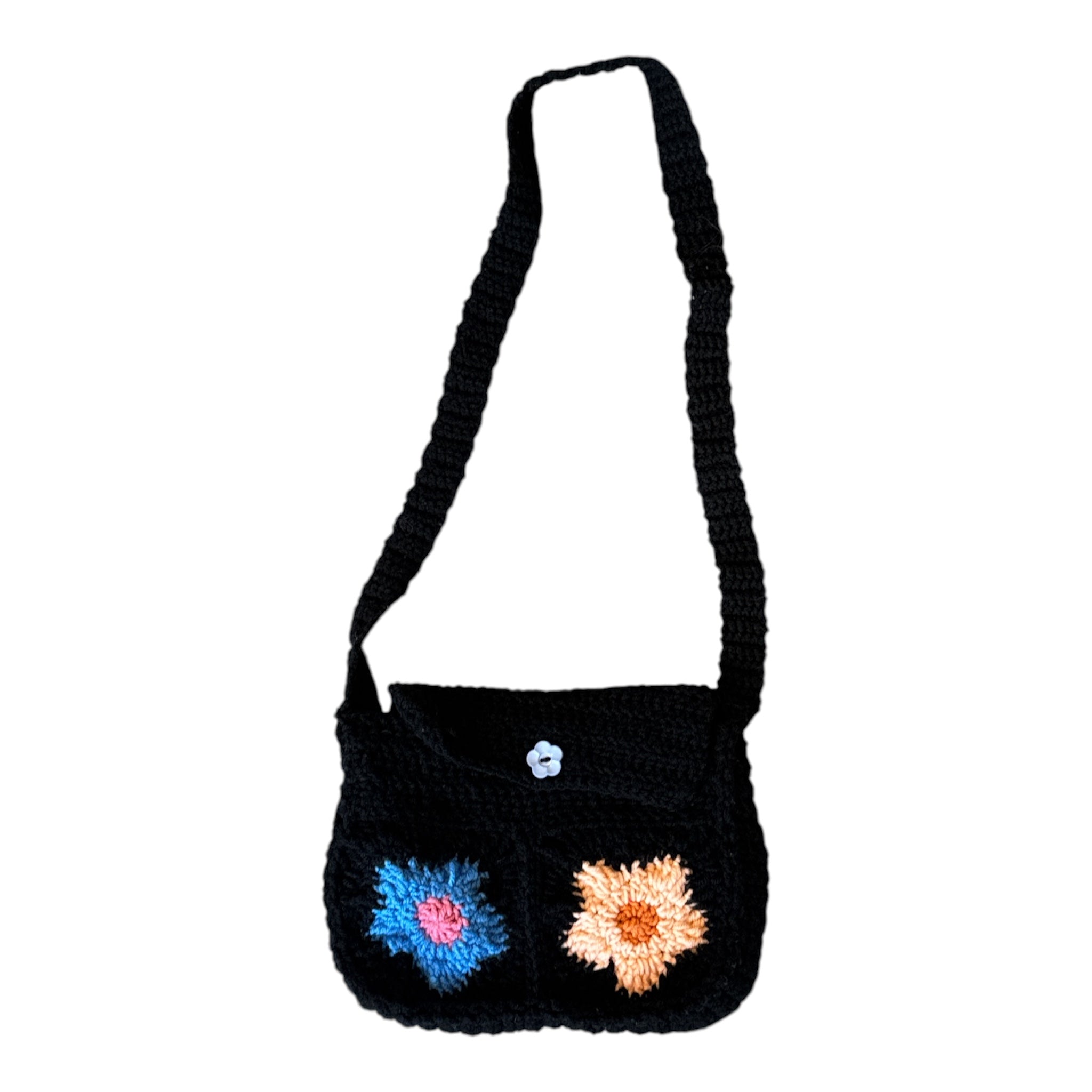 black orange blue  floral crochet crossbody