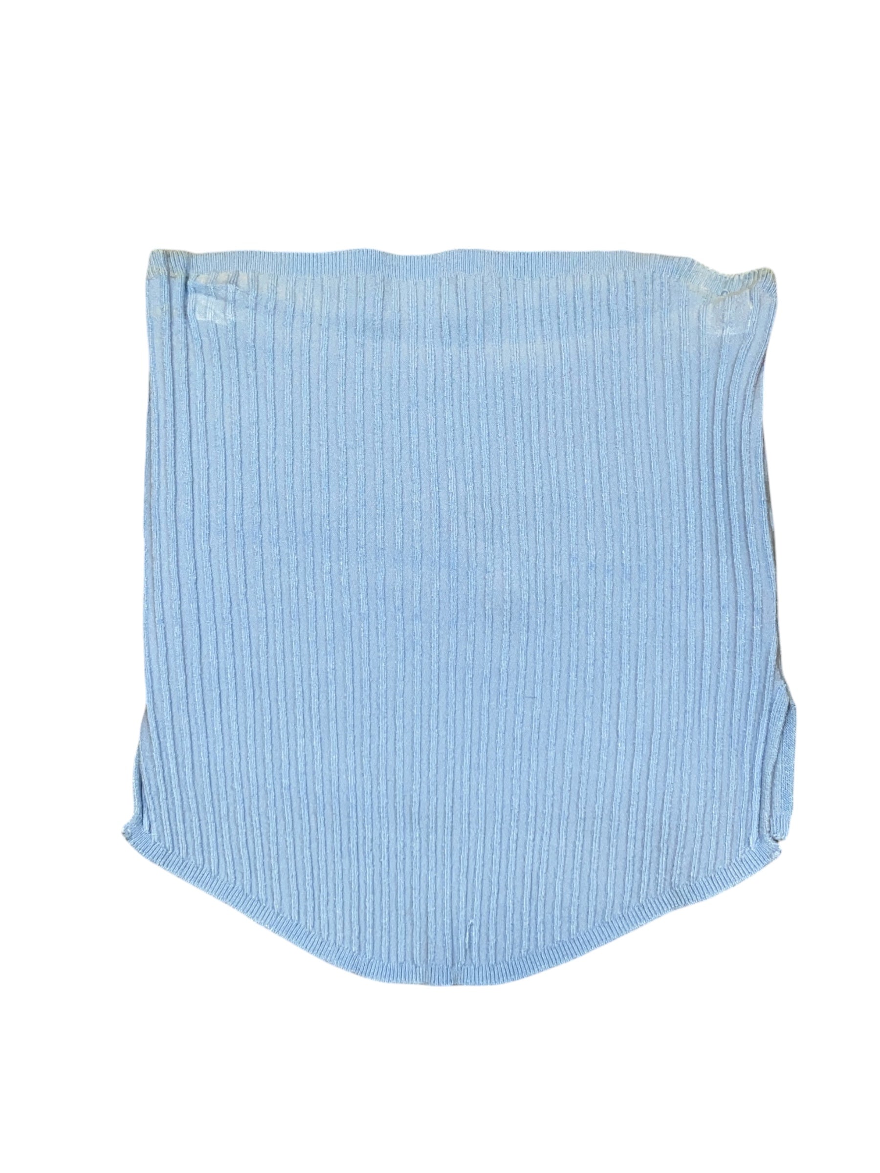 blue  ribbed strapless top, s