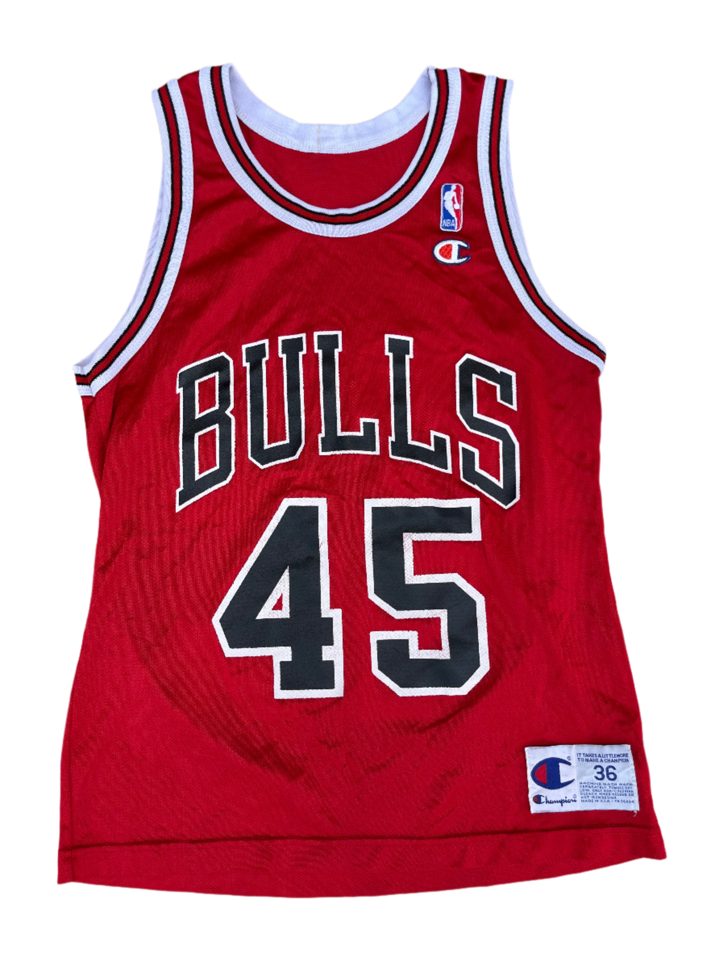 red vtg champion Jordan 45 bulls jersey, m