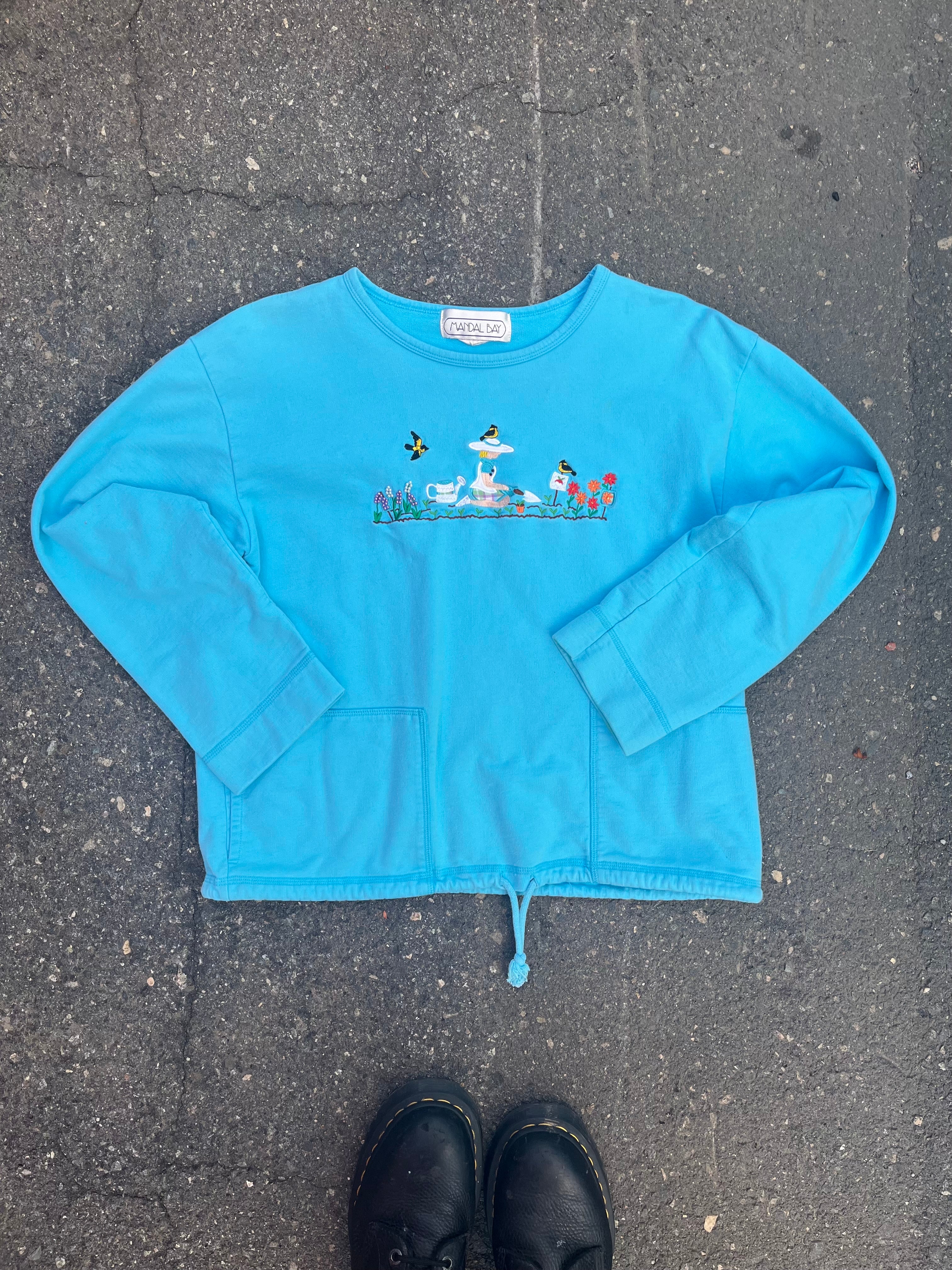 blue mandal bay gardener crewneck, m