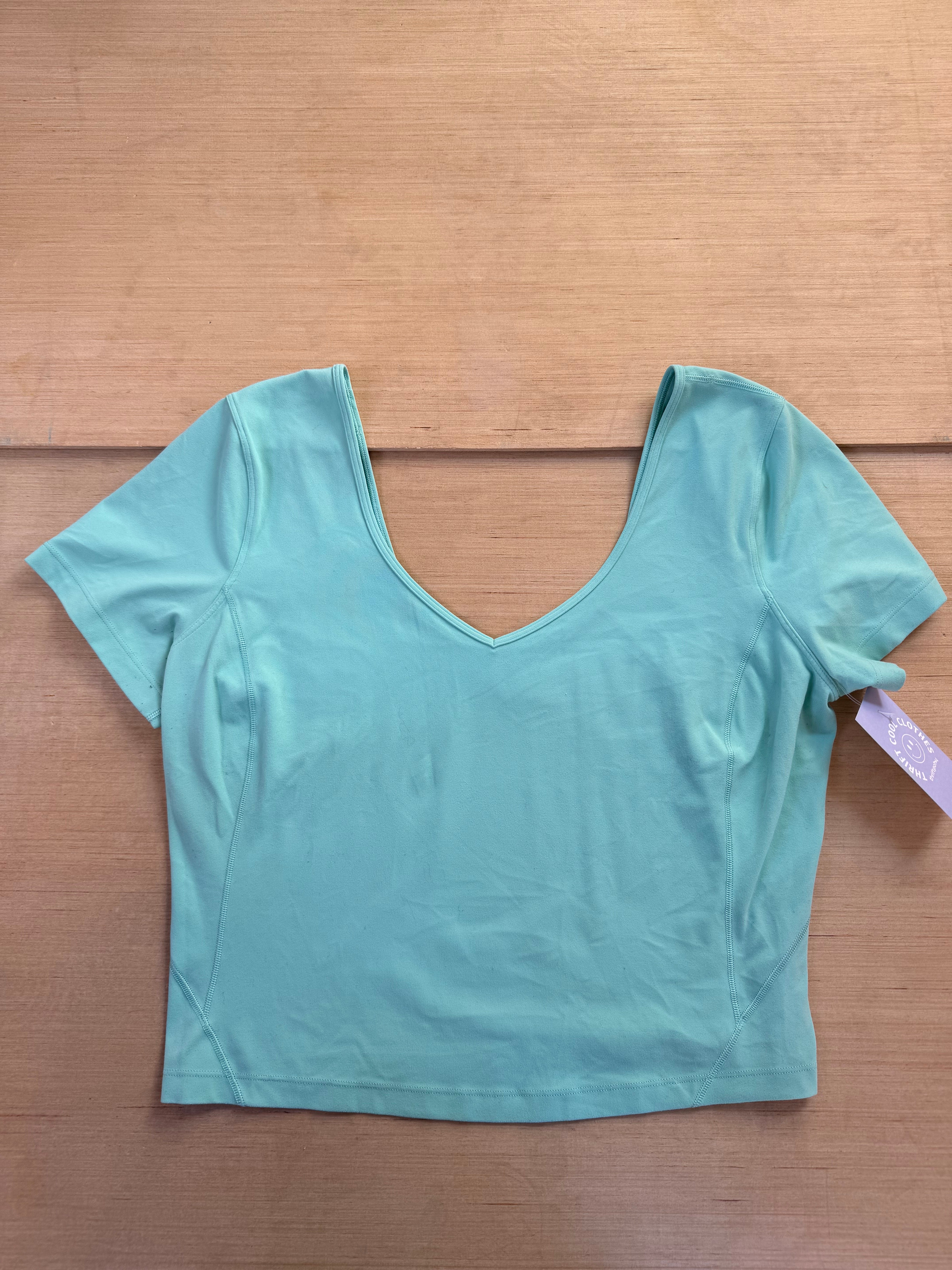 teal lululemon v neck athletic top, L