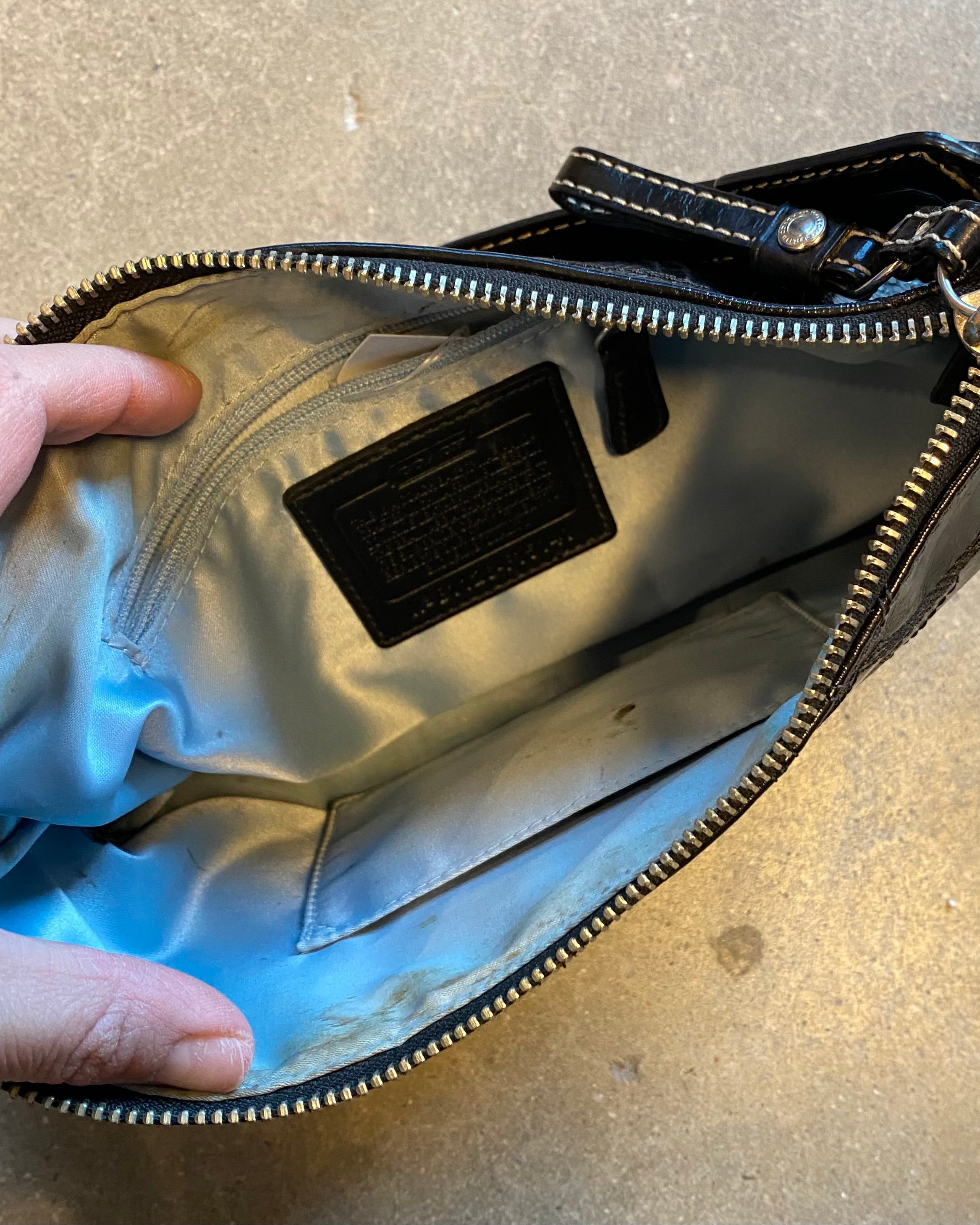 black coach patent shoulder bag