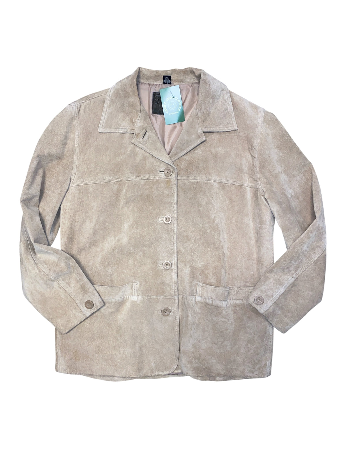 tan beige st johns bay genuine leather jacket, l