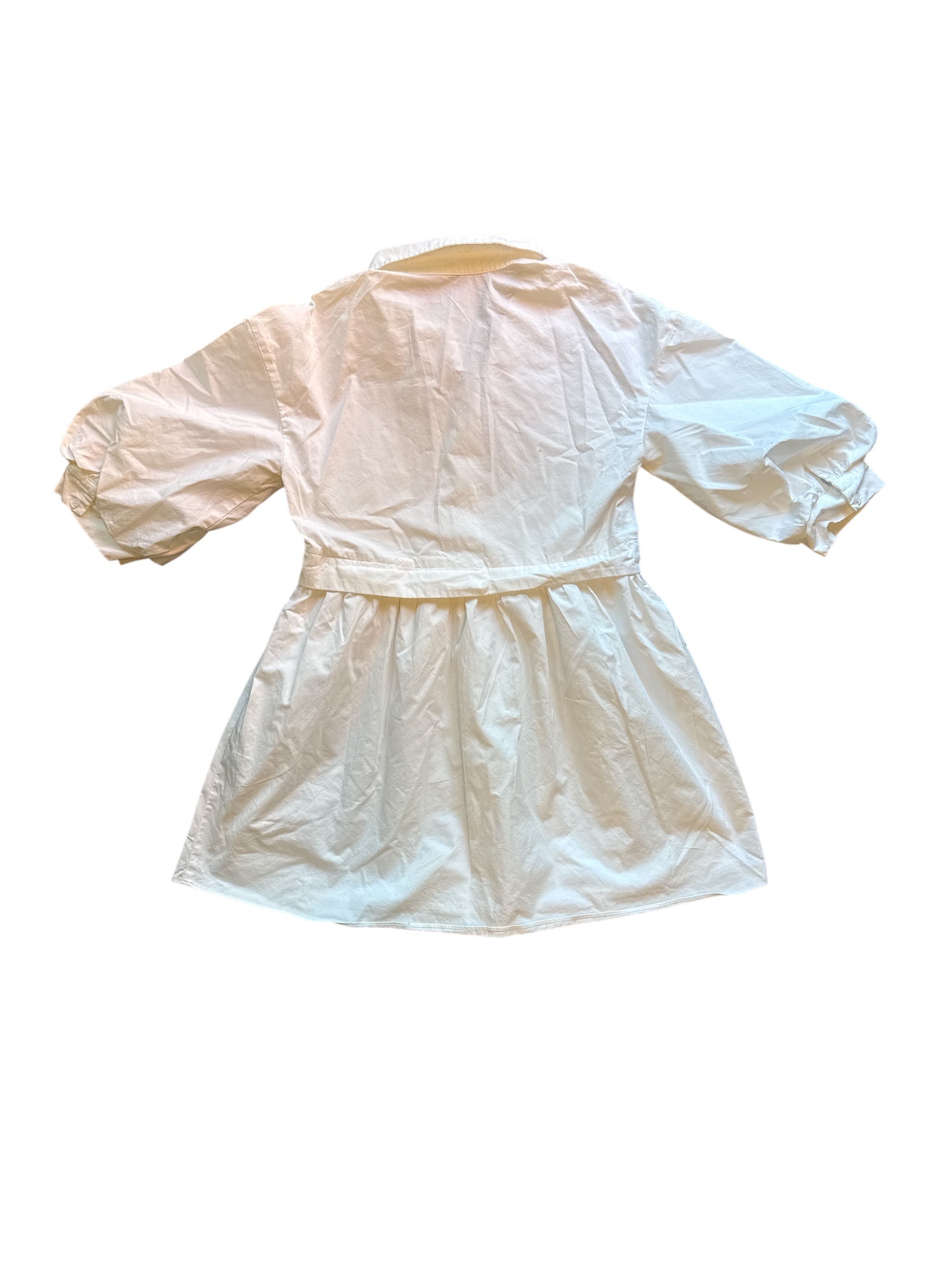 white english factory puffy dress with button down top, S