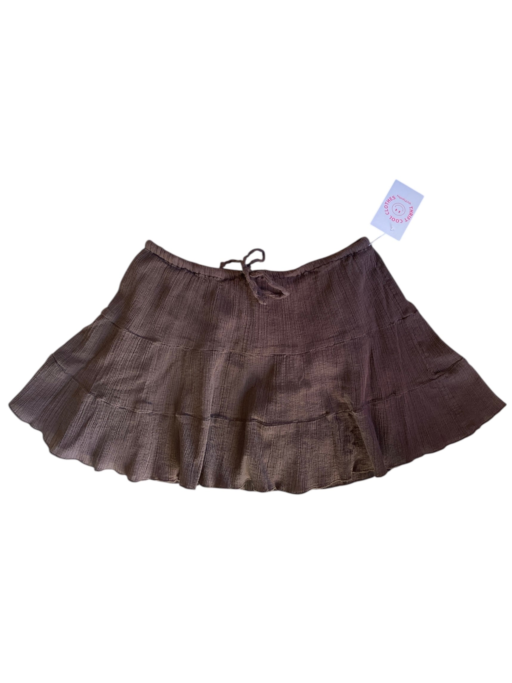 brown old navy '08 cotton tiered skirt, m